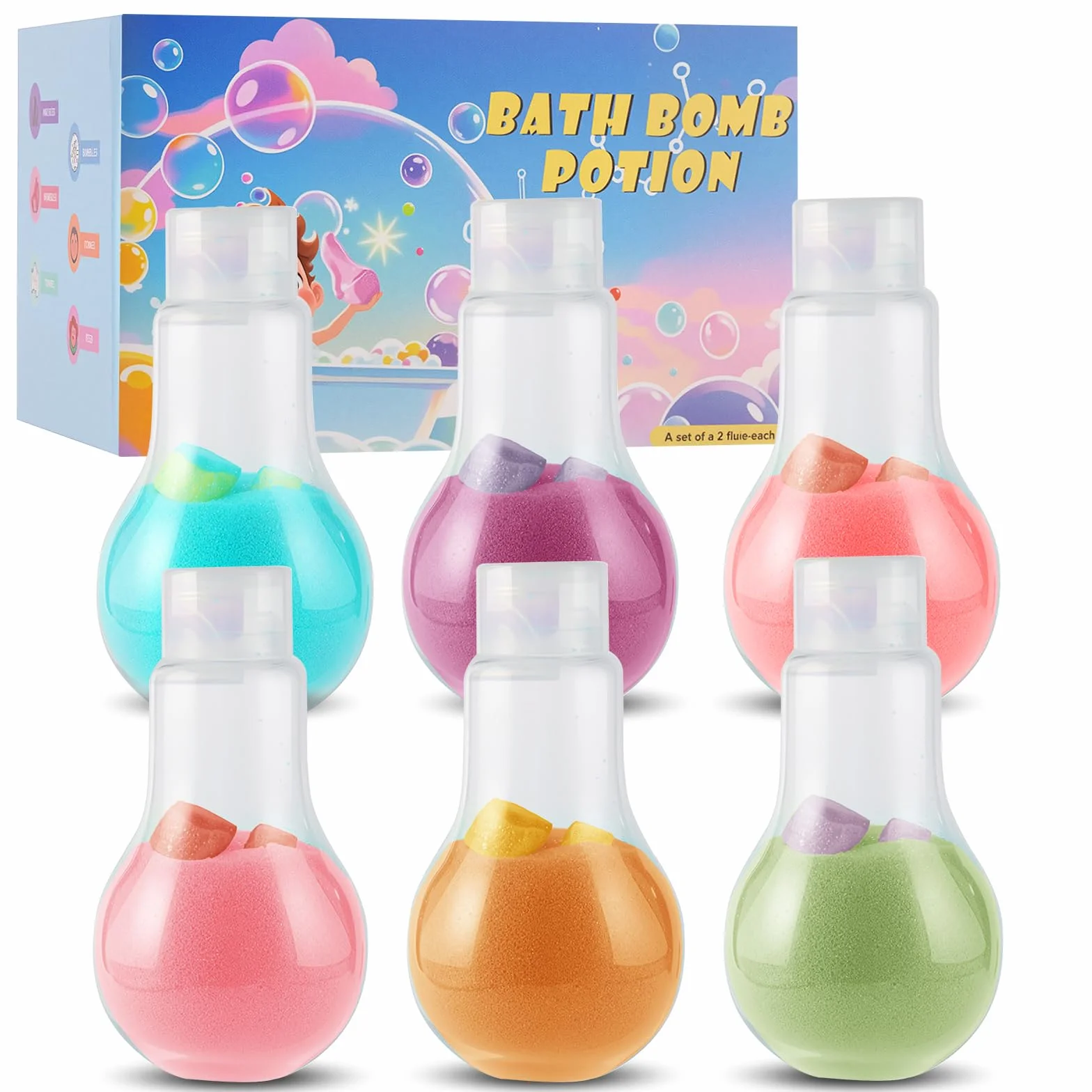 Bombes de Bain Enfants Kit Magic Potion Bottle Moussantes Naturelles Biologiques Cadeau Anniversaire Noël Filles Garçons