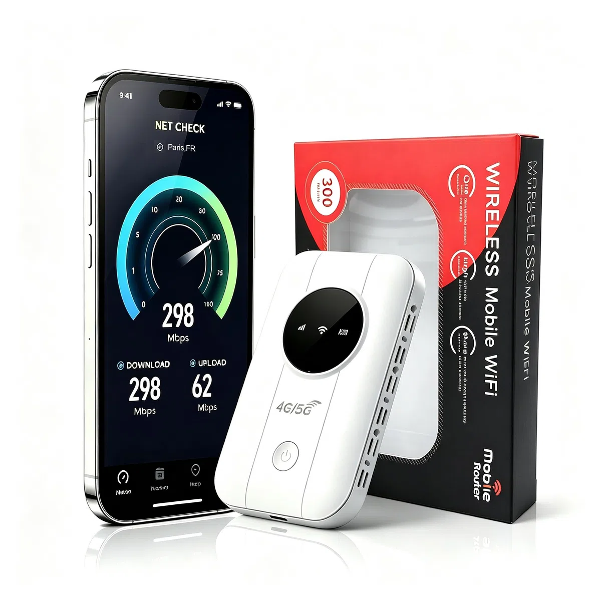 Routeur 5G Portable Débloqué avec Slot SIM –Modem 5G/4G Carte SIM,Pocket WiFi débloqué sans abonnement,Jusqu’à 20 Appareils Connectés,Hotspot WiFi Mobile Idéal pour Voyage,Télétravail ＆ Camping