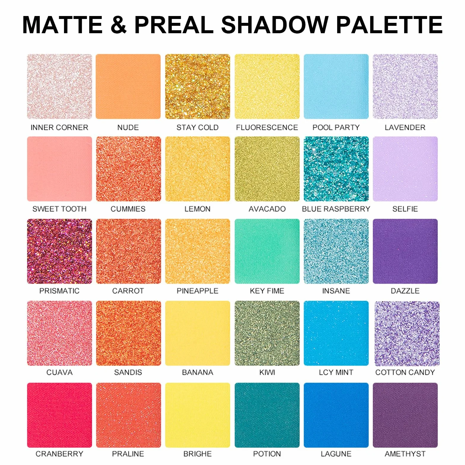 Palette de Fards à Paupières 30 Couleurs Vives Mat et Paillettes Pigmentées Maquillage Yeux