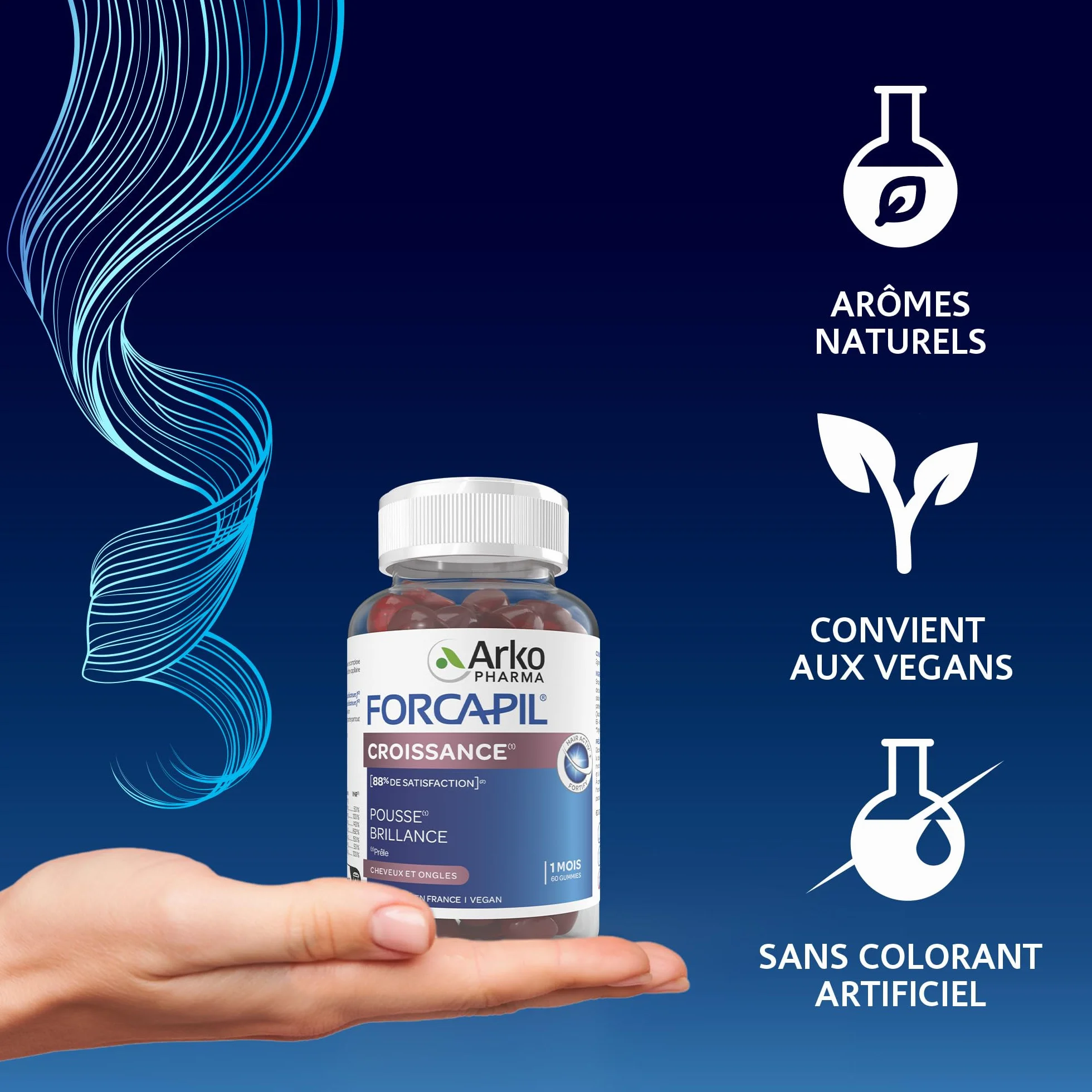 Arkopharma Forcapil Gummies Croissance Cheveux et Ongles 60 gummies