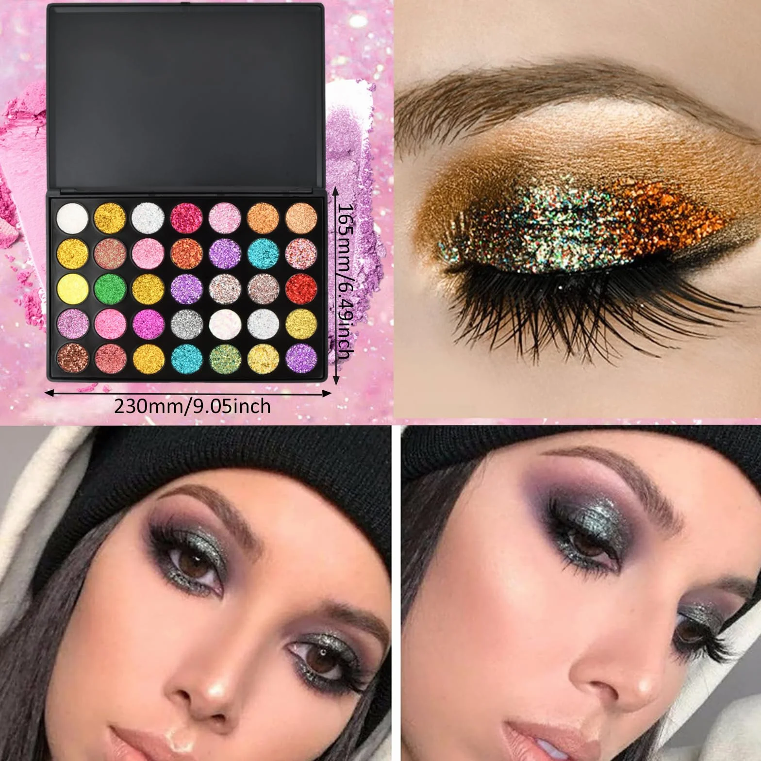 Palette Fard à Paupières Professionnel 35 Couleurs Glitter Yeux Longue Durée Scène