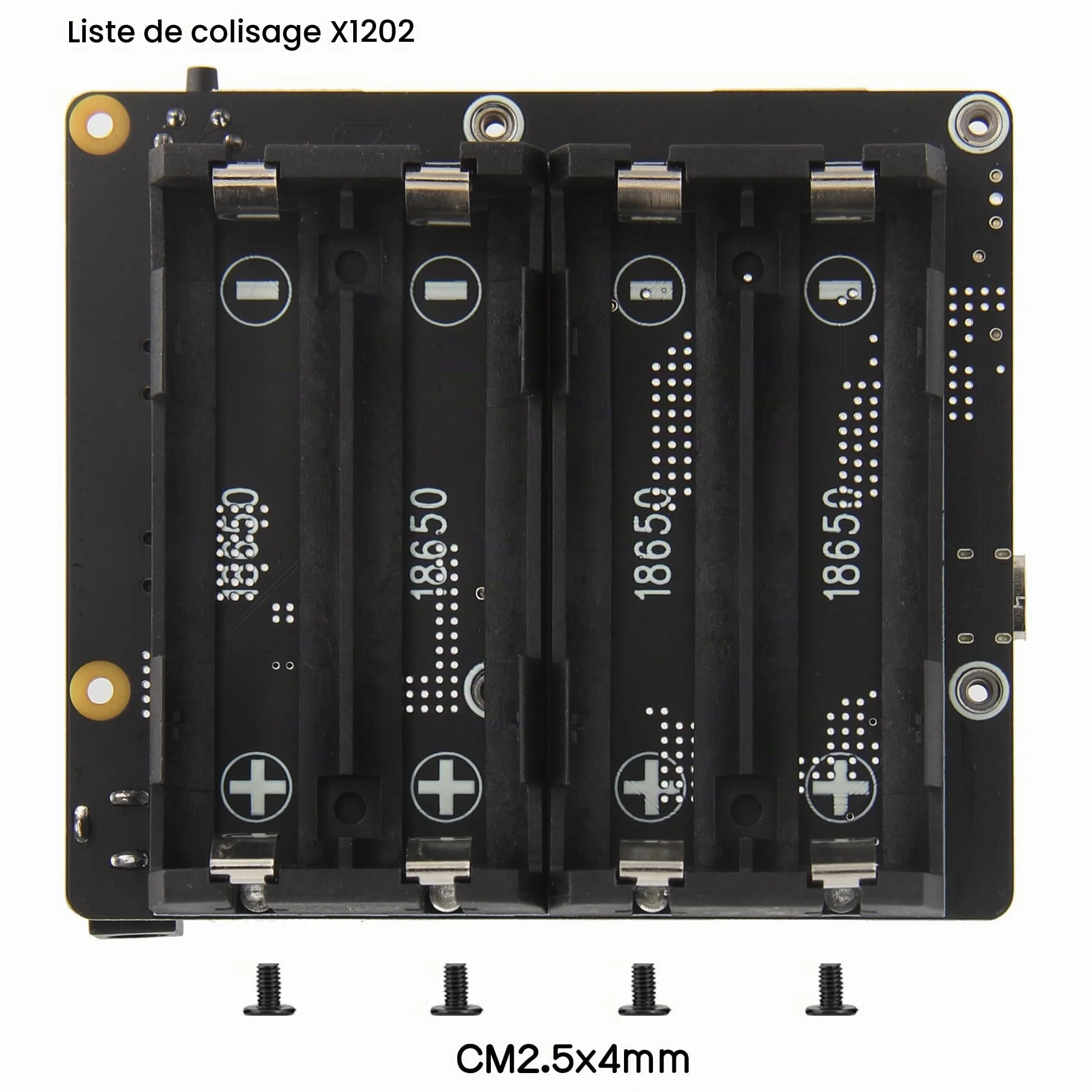 Geekworm Raspberry Pi 5 UPS X1202, 4-Cell 18650 UPS 5.1V 5A Output, 6-18V Input