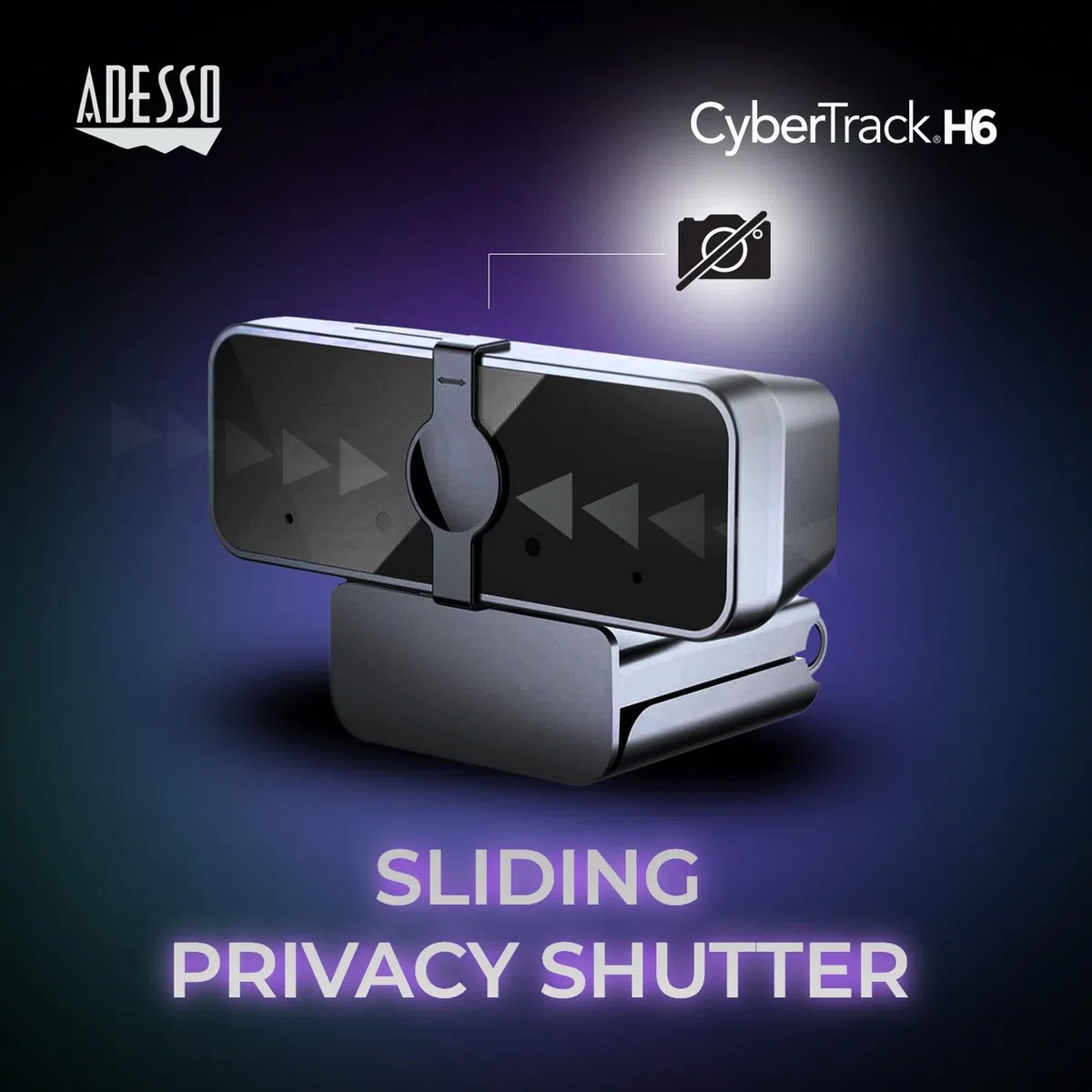 Adesso CyberTrack H6 Webcam USB 4K Ultra HD avec Microphone stéréo intégré et obturateur de confidentialité, Suppression du Bruit, PC/Ordinateur Portable/Mac/Tablette, Fonctionne avec Skype, Zoom,