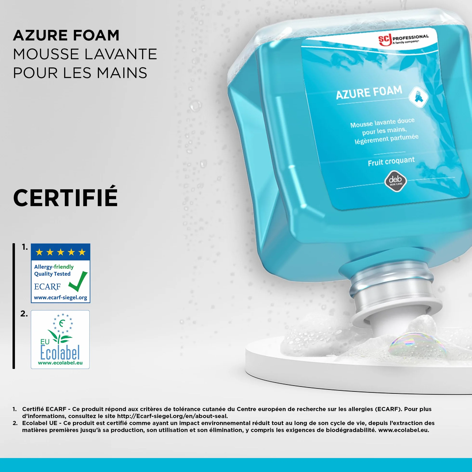 SC Johnson Professional Azure Foam Kit de Démarrage – Distributeur Mural de Savon pour Les Mains – Nettoyant moussant – 1 Distributeur + 1 Recharge (1 Litre)