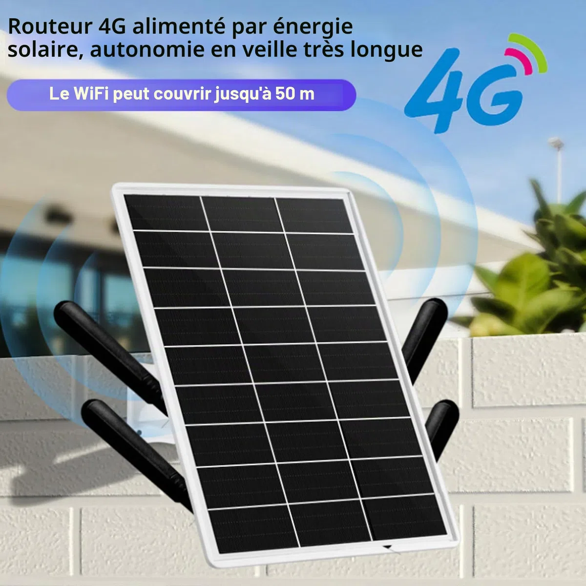 Sxhlseller Routeur WiFi Solaire avec Emplacement pour Carte SIM - Répéteur de Modem LTE Extérieur 4G avec Panneau de 15w, Batterie 25600mAh, IP66 Imperméable pour Le Camping RV Internet