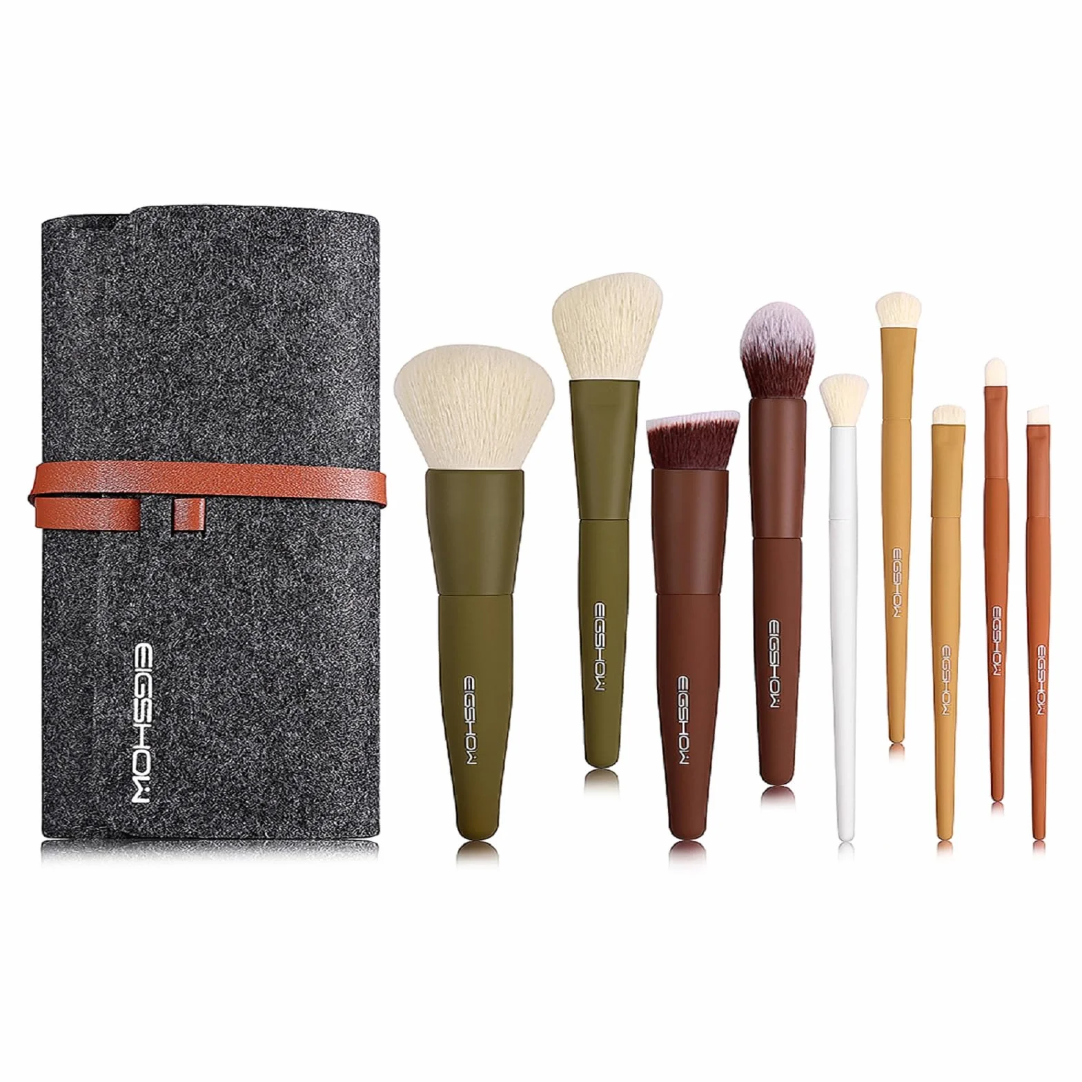 EIGSHOW Ensemble de pinceaux de maquillage de voyage 5 couleurs fibres synthétiques extra-douces