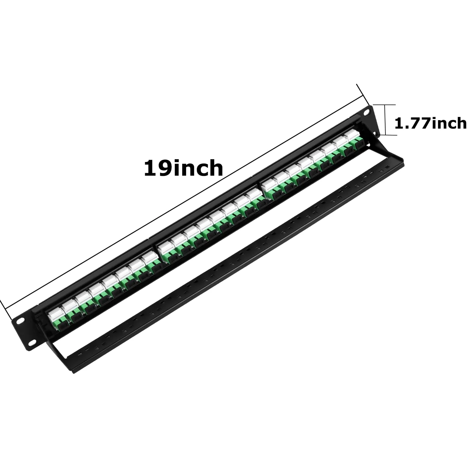 Panneau de brassage en fibre optique 1U avec 24 adaptateurs de fibre optique monomode LC OS2, coupleurs Keystone Jack modulaire avec clé en ligne blanche, connecteurs monomode pour racks