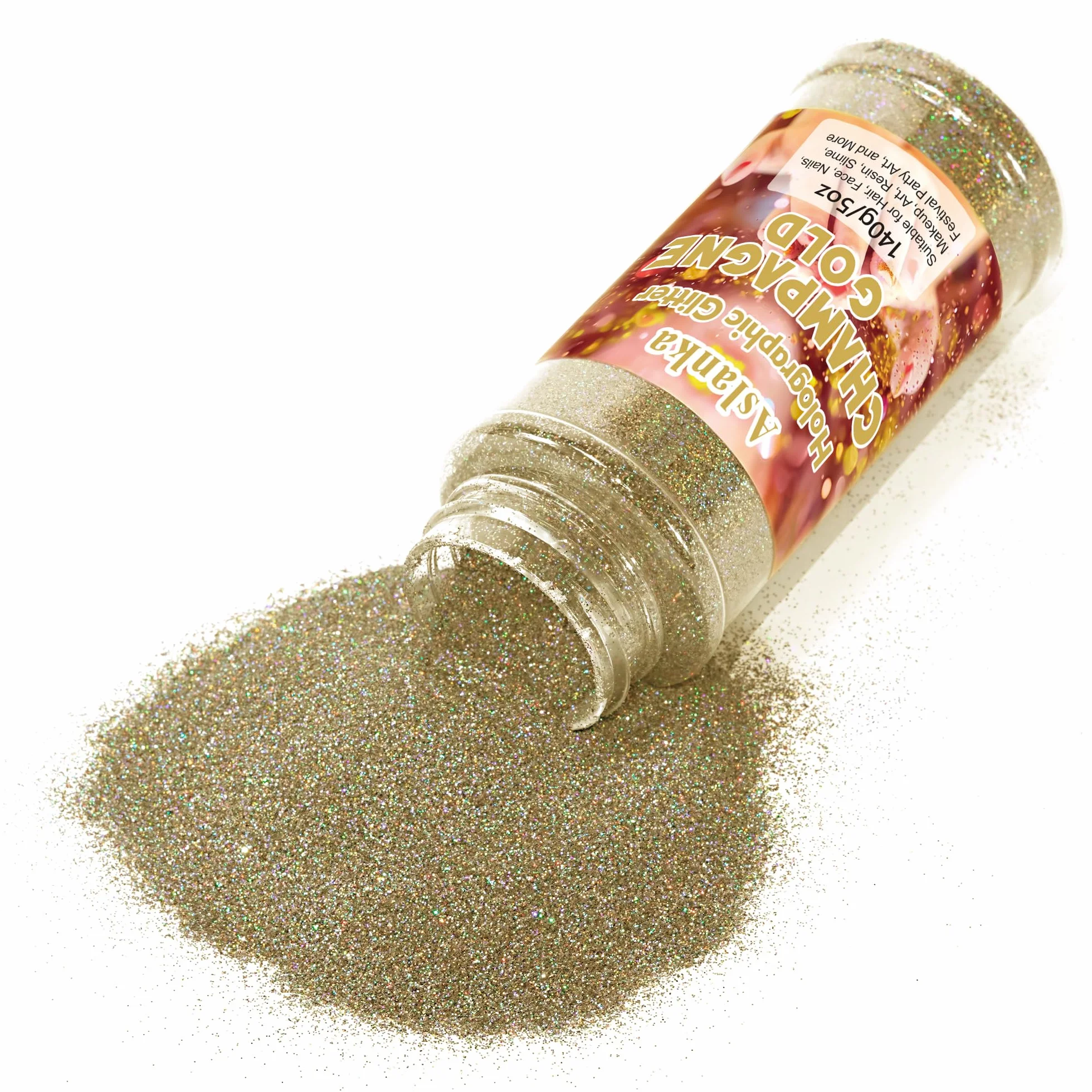 Poudre pailletée holographique Doré champagne 140 g manucure résine époxy