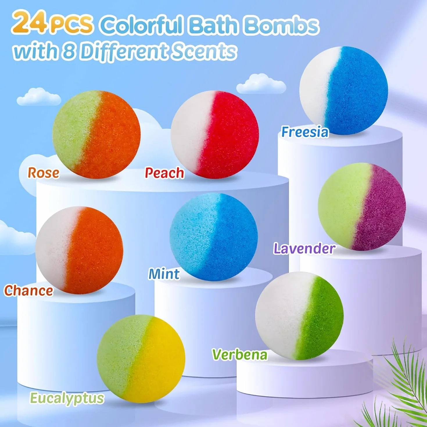Bombes de bain pour enfants 24 pièces phosphorescentes naturelles et biologiques