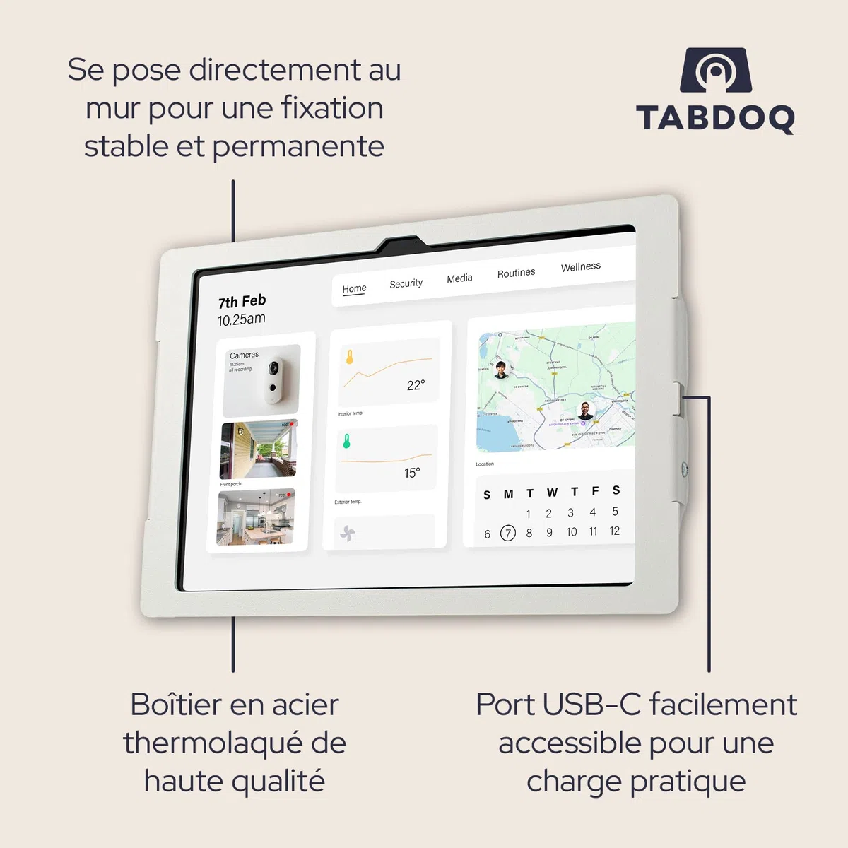 Lite Support Mural Tablette | Support Mural iPad | Fixation Sécurisée et Robuste Idéale Maison et Entreprise | Compatible iPad 10e Génération (2022) et 11e Génération A16 (2025) | Blanc