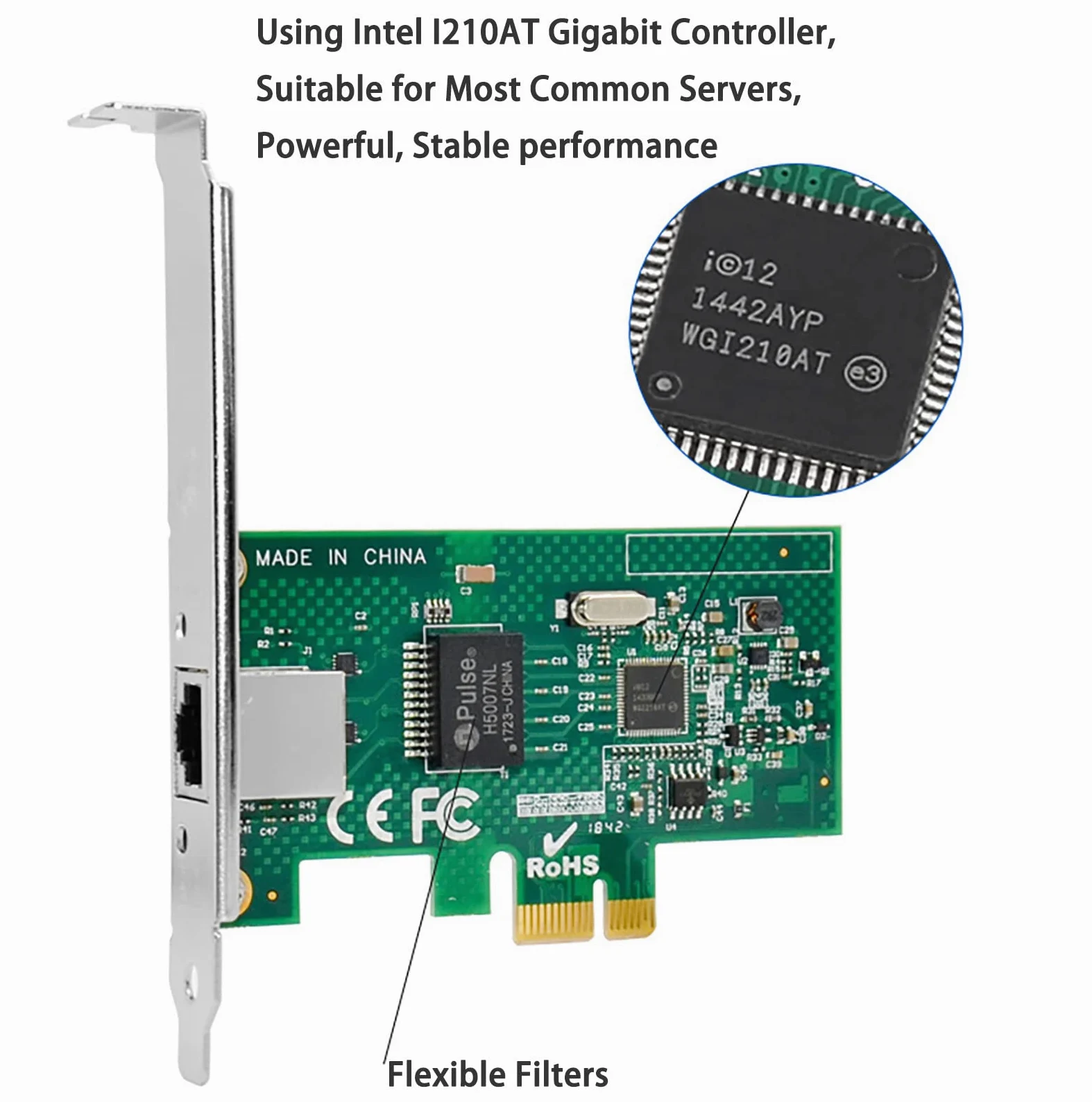 Carte réseau PCIe Gigabit 1000 m PCI Express Ethernet avec Intel I210AT LAN NIC pour prise en charge PXE pour Windows/Windows Server/Linux (design de protection Lightning) (ST729)