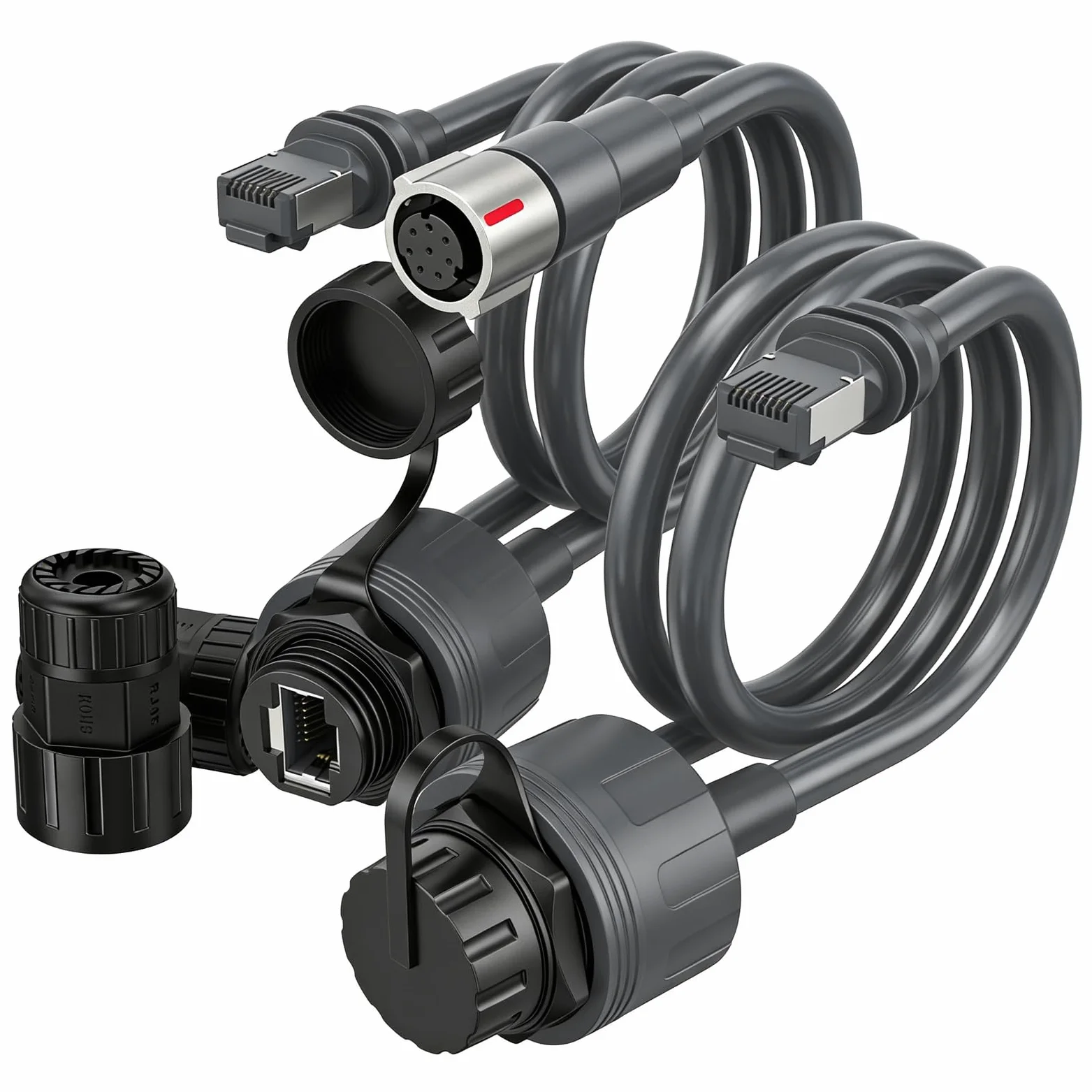 FTVOGUE Connecteur RJ45 Rectangulaire Satellite Haute Vitesse, Connecteur | IP68 étanche, plug and play, construction 23AWG, polyvalent