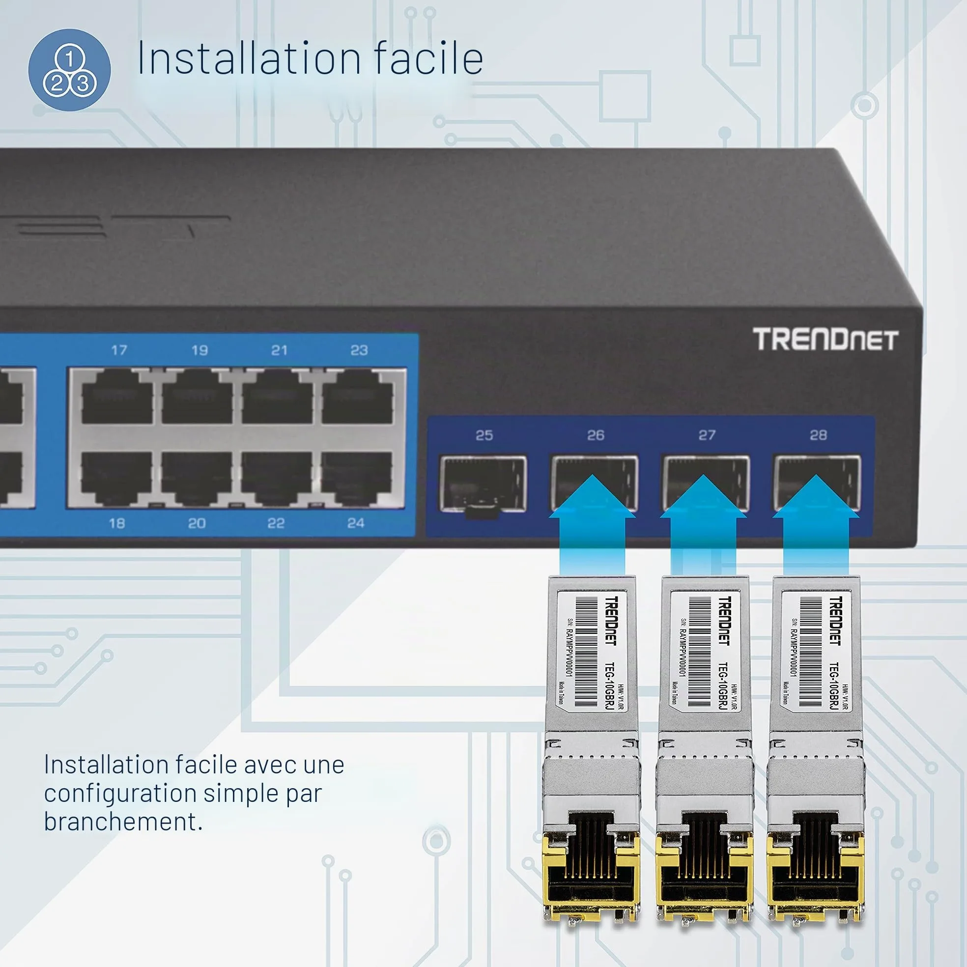 TRENDnet Module SFP+ en cuivre RJ-45 10 G, convertit Un Emplacement SFP+ Standard en Un Port RJ-45 Multi-Gigabit, connecte des appareils jusqu'à 30 m, branchable à Chaud, argenté, TEG-10GBRJ