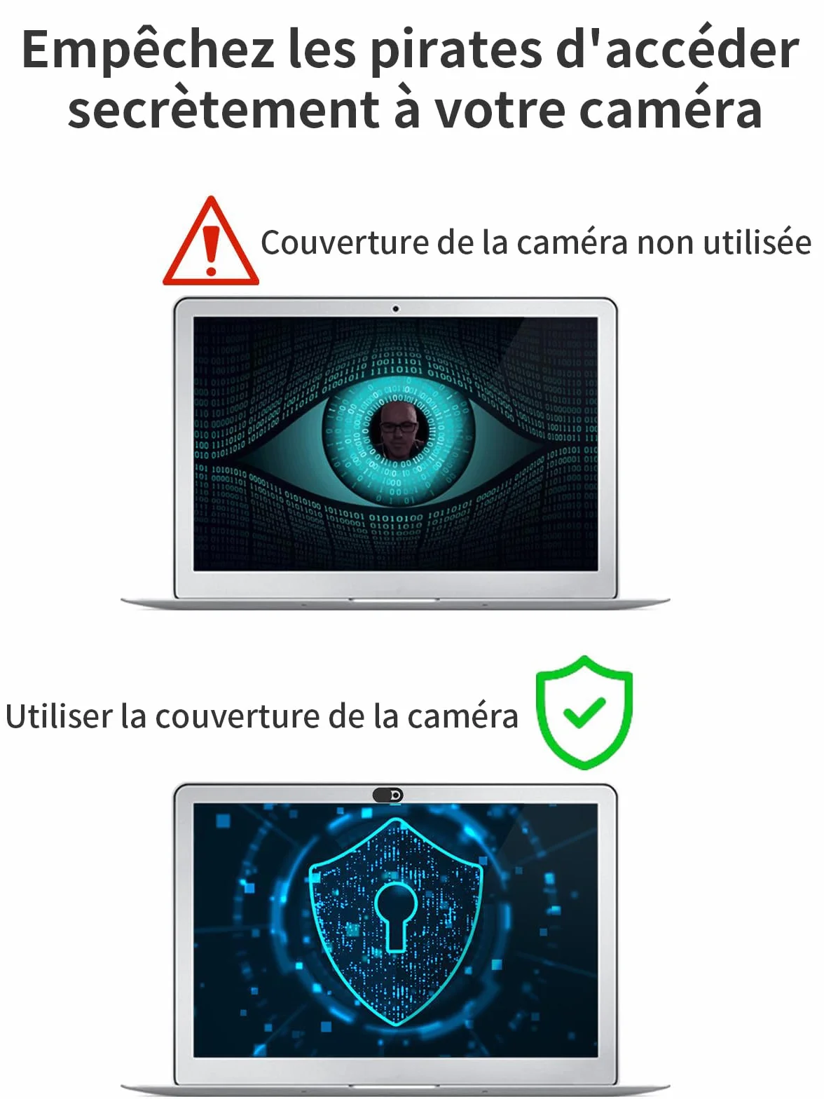 Couverture de Webcam Ultra Mince 0.027 mm pour Ordinateur Portable, PC, iPhone, iPad - Noir