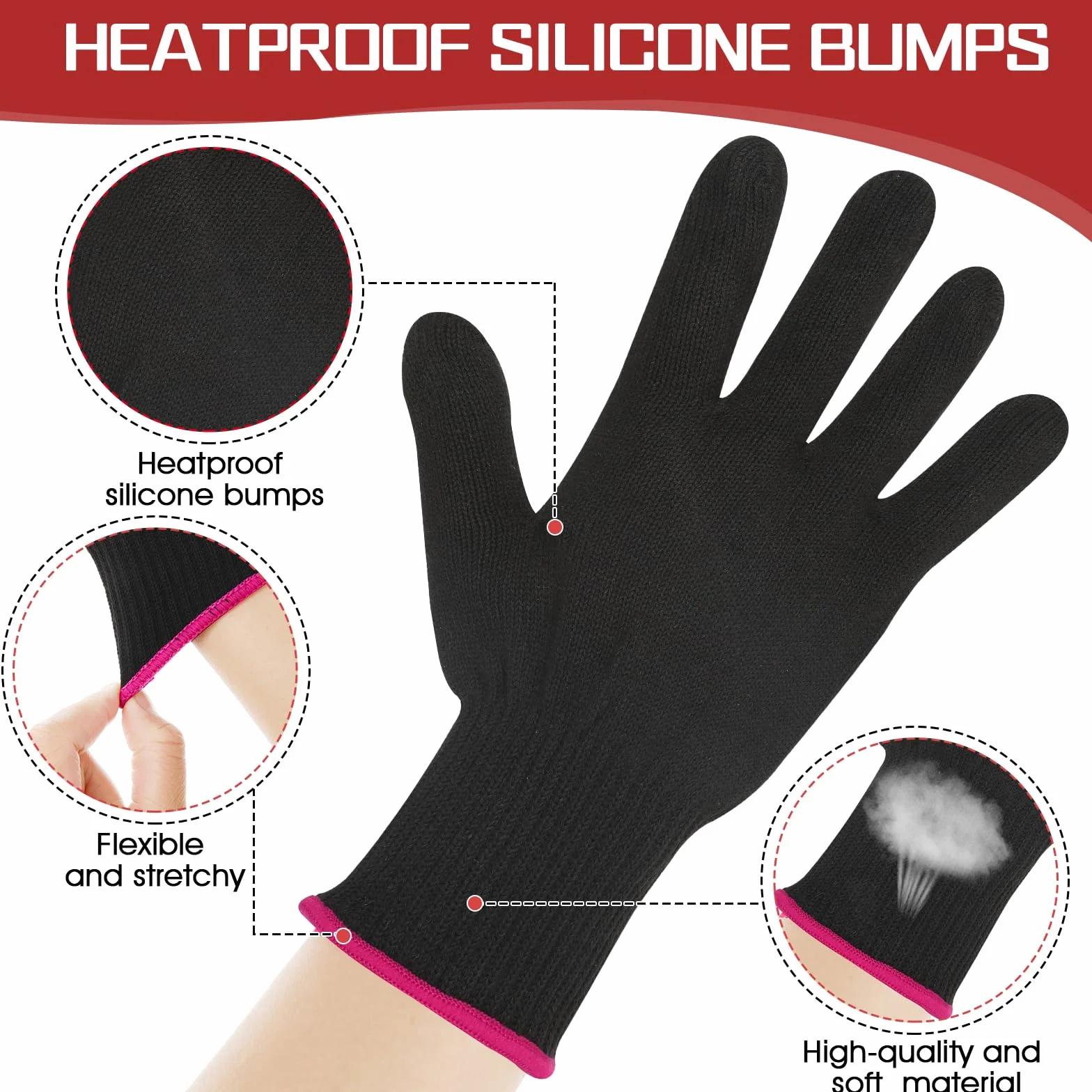 Gants de coiffure professionnels résistant à la chaleur pour fer à friser et lisser - 1 pièce