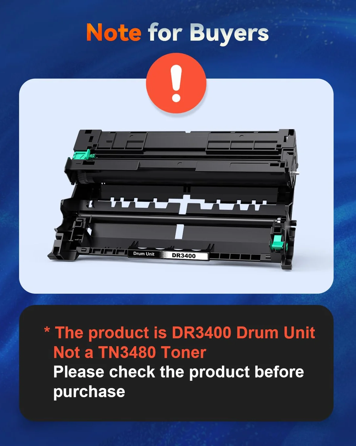 Skydo DR3400 Tambour Compatible Brother DR 3400 HL-L5100DN MFC-L5750DW HL-L5200DW MFC-L5700DW HL-L6400DW (Pas de Toner)