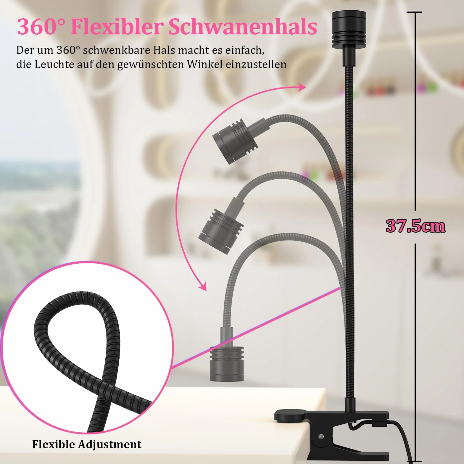 Lampe UV Professionnelle à Col de Cygne 5W, Séchage Gel Semi-Permanent, Design Métal Réglable 360°, USB