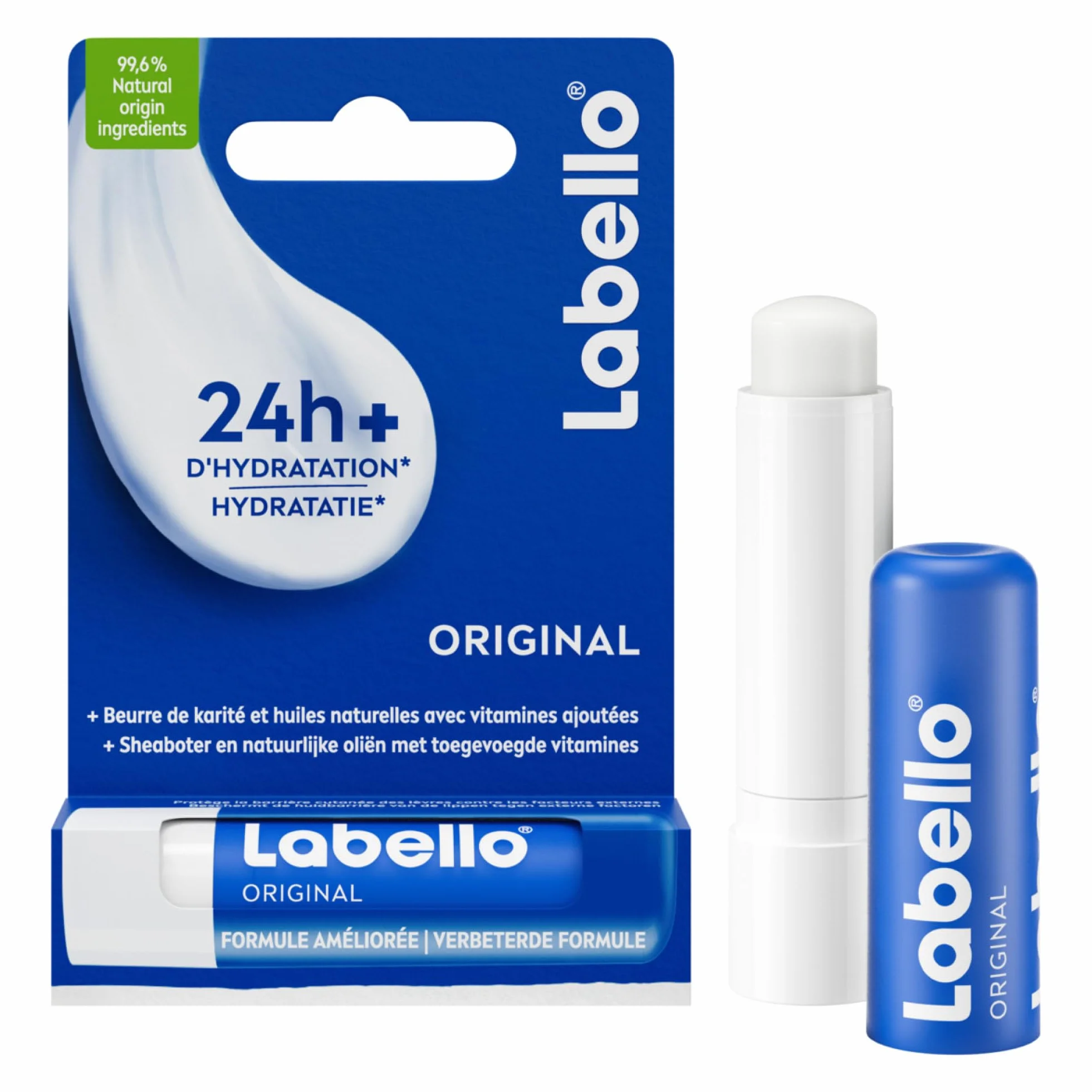LABELLO Original Baume à lèvres enrichi en huiles naturelles Hydratation longue durée 24H 4,8g