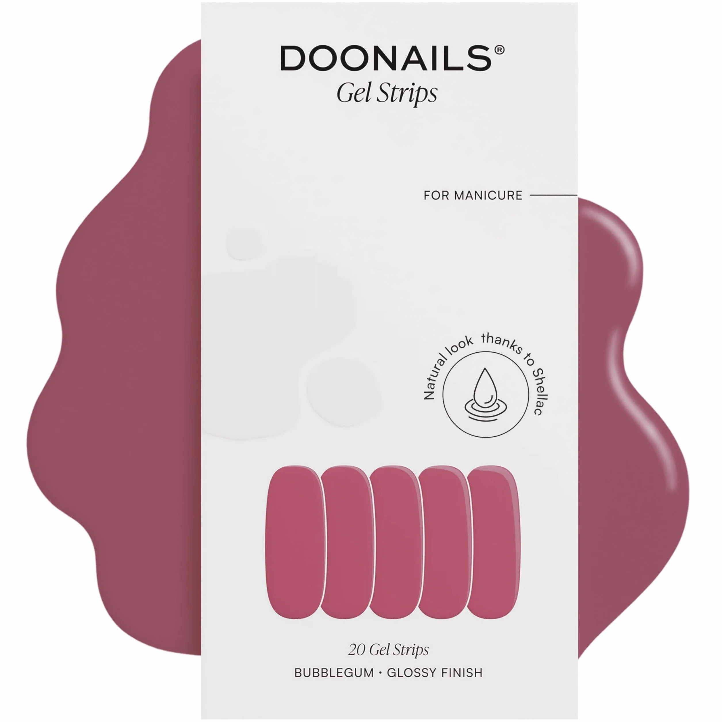 DOONAILS Feuilles Gel Bubblegum 20 bandelettes gel UV 9 tailles extra-longueur autocollants ongles UV 14 jours tenue