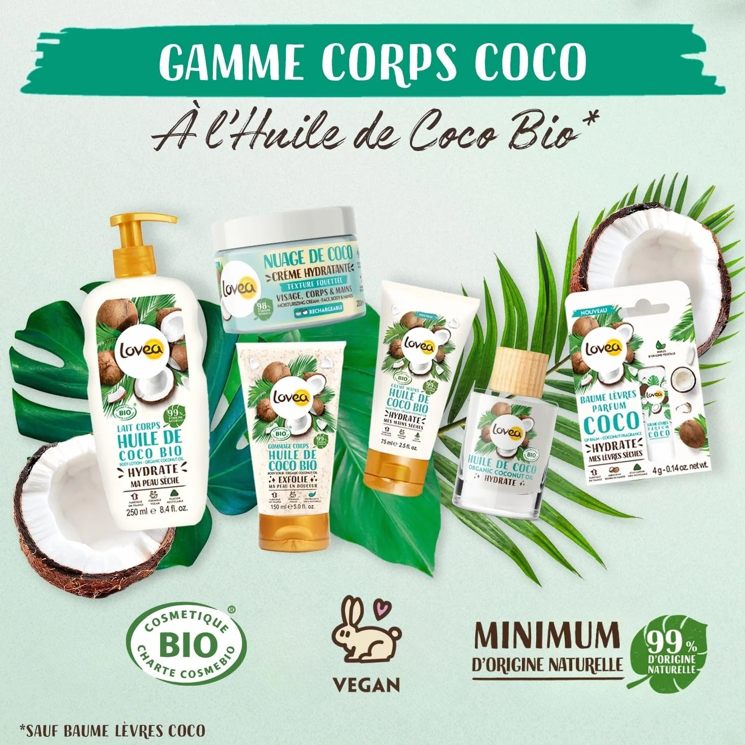 LOVEA Crème Pour Les Mains Huile De Coco Bio 75 ml Peaux Sèches