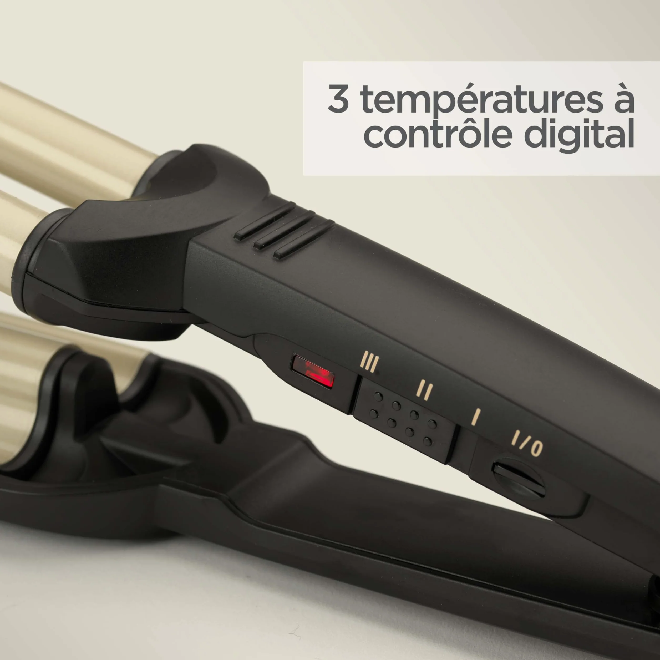 BaByliss Easy Waves C260E Fer à Boucler Revêtement Titane-céramique 3 Réglages de Température Doré Noir