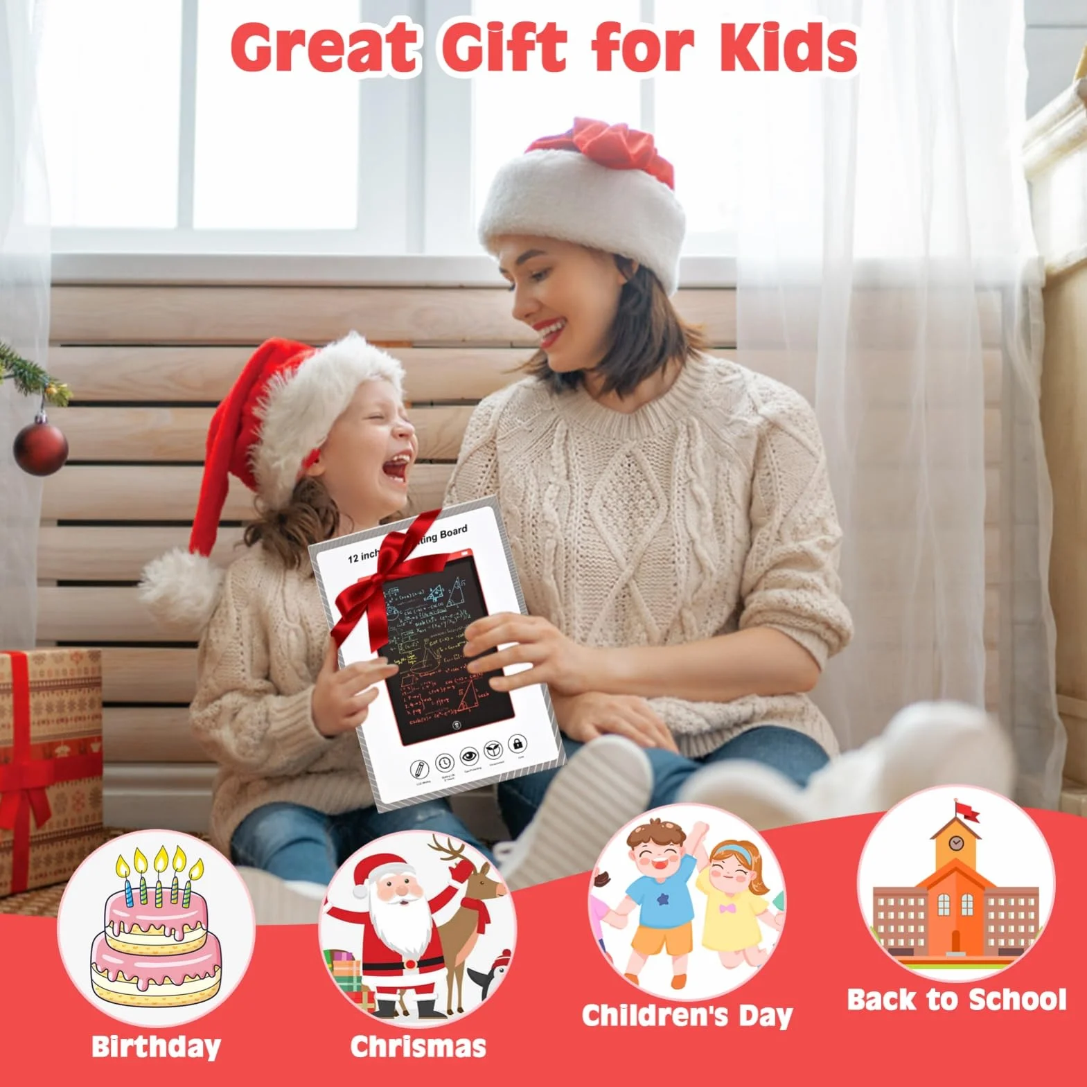 12 Pouces Tableau à Gribouiller LCD pour Enfants Jouets de Dessin Cadeau 3-7 Ans