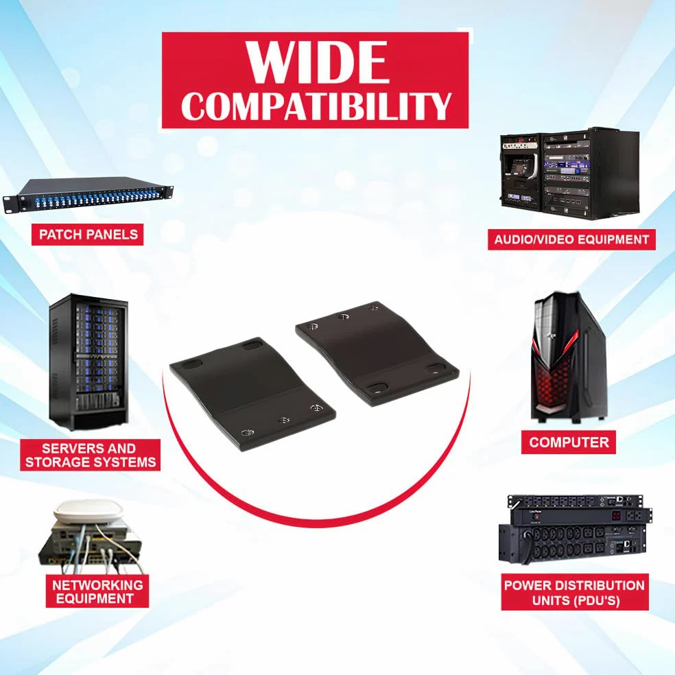CablesAndKits Adaptateur rack 1RU (1 unité de rack), convertit le rack de 23 pouces en espacement de 19 pouces, pour ordinateurs, serveurs ou équipements réseau
