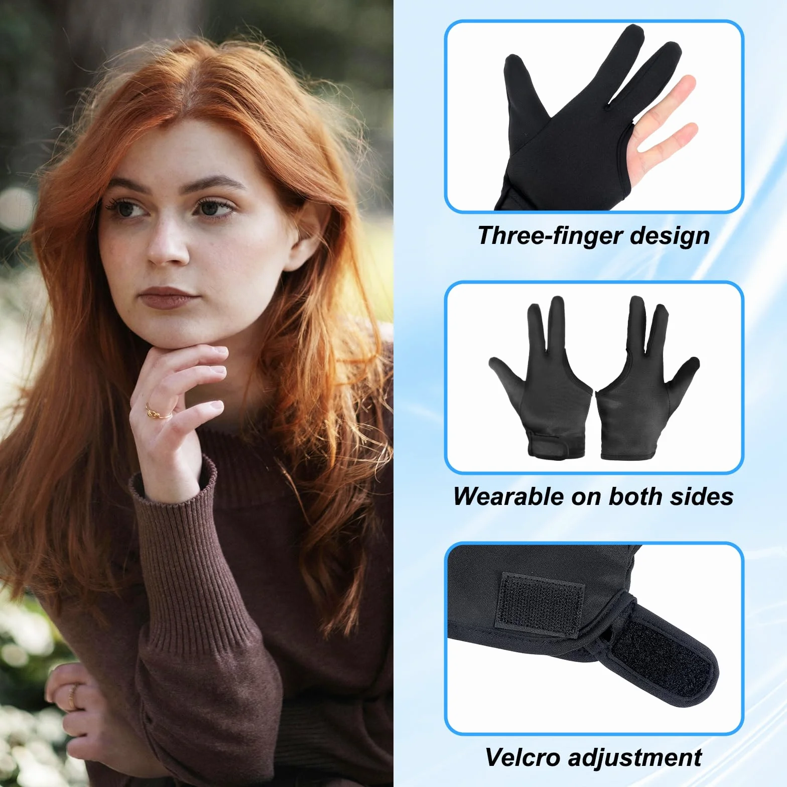 Giantree Lot de 2 gants résistants à la chaleur pour coiffure, fer à friser professionnel à trois doigts