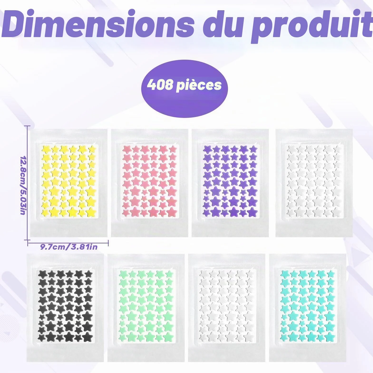 Pimple Patches 408 pièces Hydrocolloïde Acné Patch Invisible avec Huile de Tea Tree et Acide Salicylique