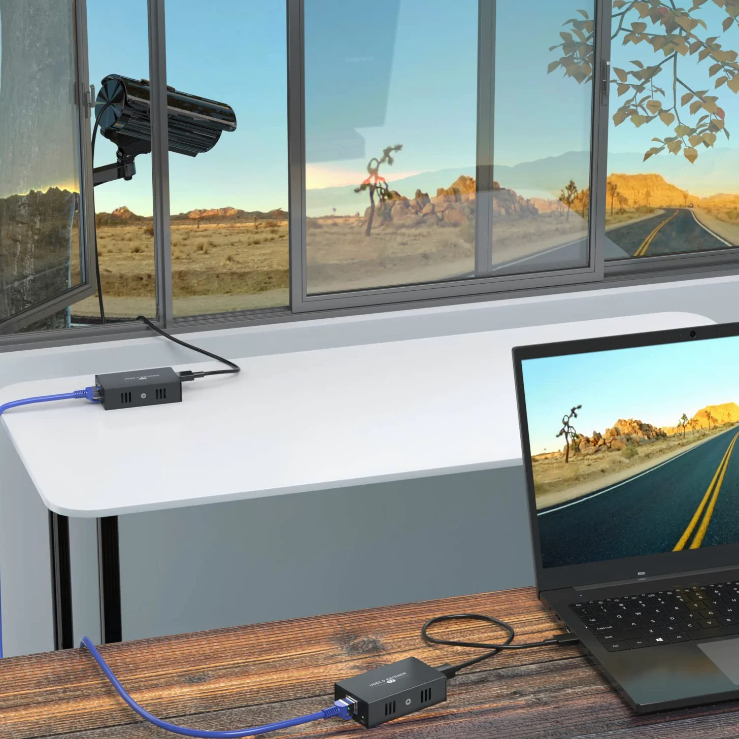 Extenseur USB 4 USB 2.0 sur Ethernet 50 m Cat5e/6/7 Hub USB sans pilote pour webcam, imprimante, clavier, souris, micro