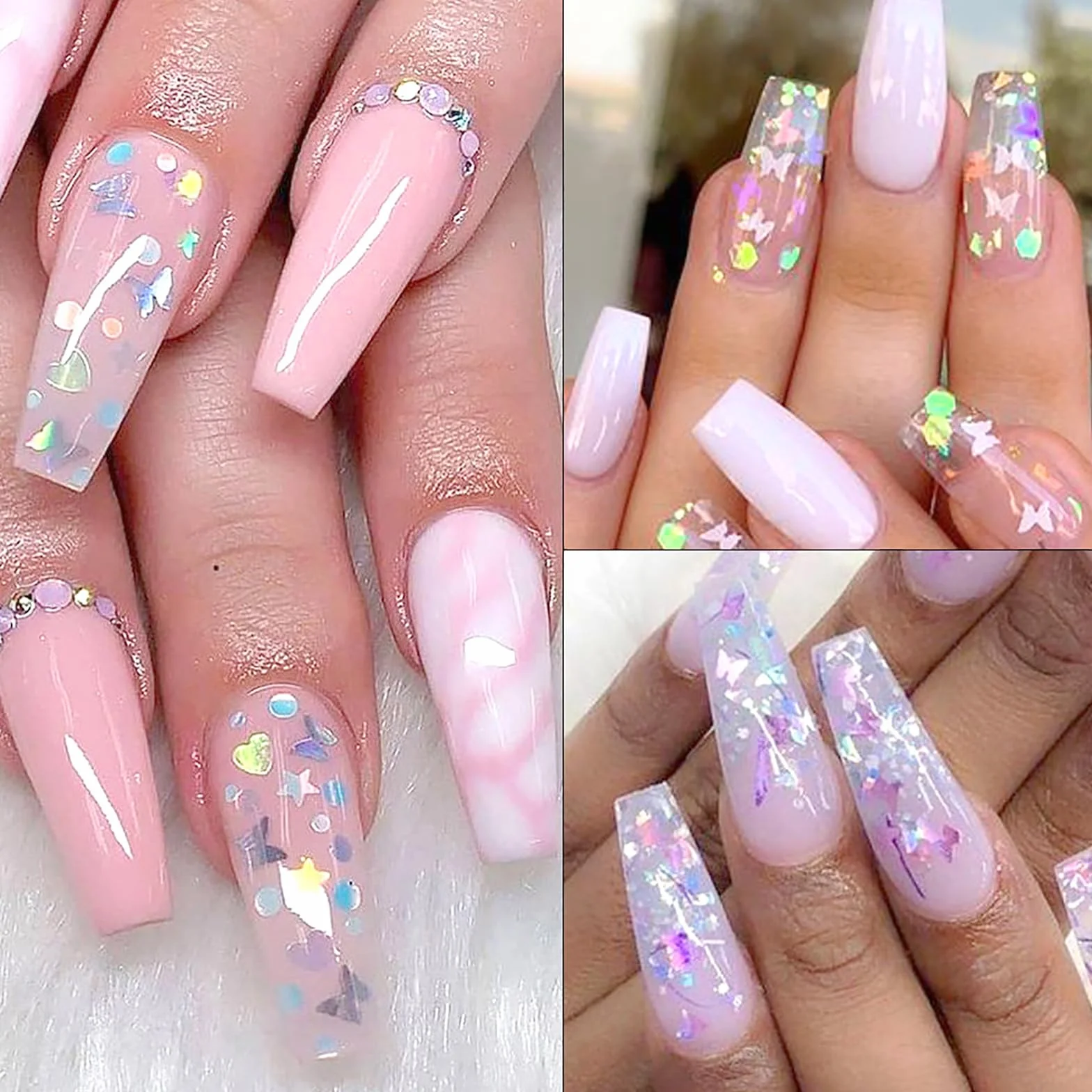 Paillettes 12 Couleurs Holographiques Glitter Nail Art 3D Papillon