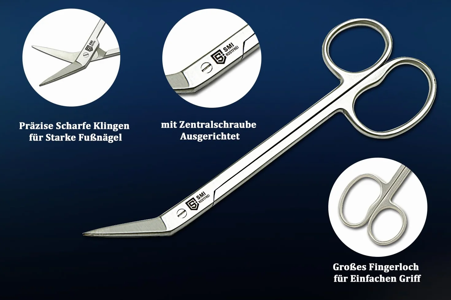 Ciseaux à Ongles de Pieds Extra Long Acier Inoxydable 16 cm – Pour Ongles Incarnés et Épais – Poignée Ergonomique