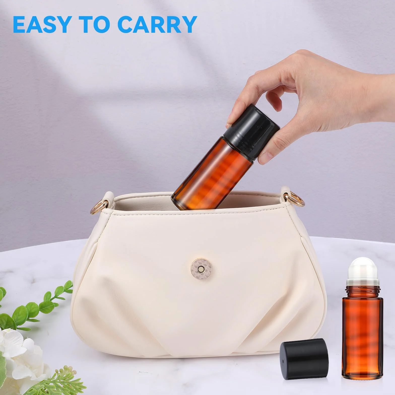 Lot de 2 flacons roll-on en verre rechargeables 50 ml pour huiles essentielles parfums cosmétiques