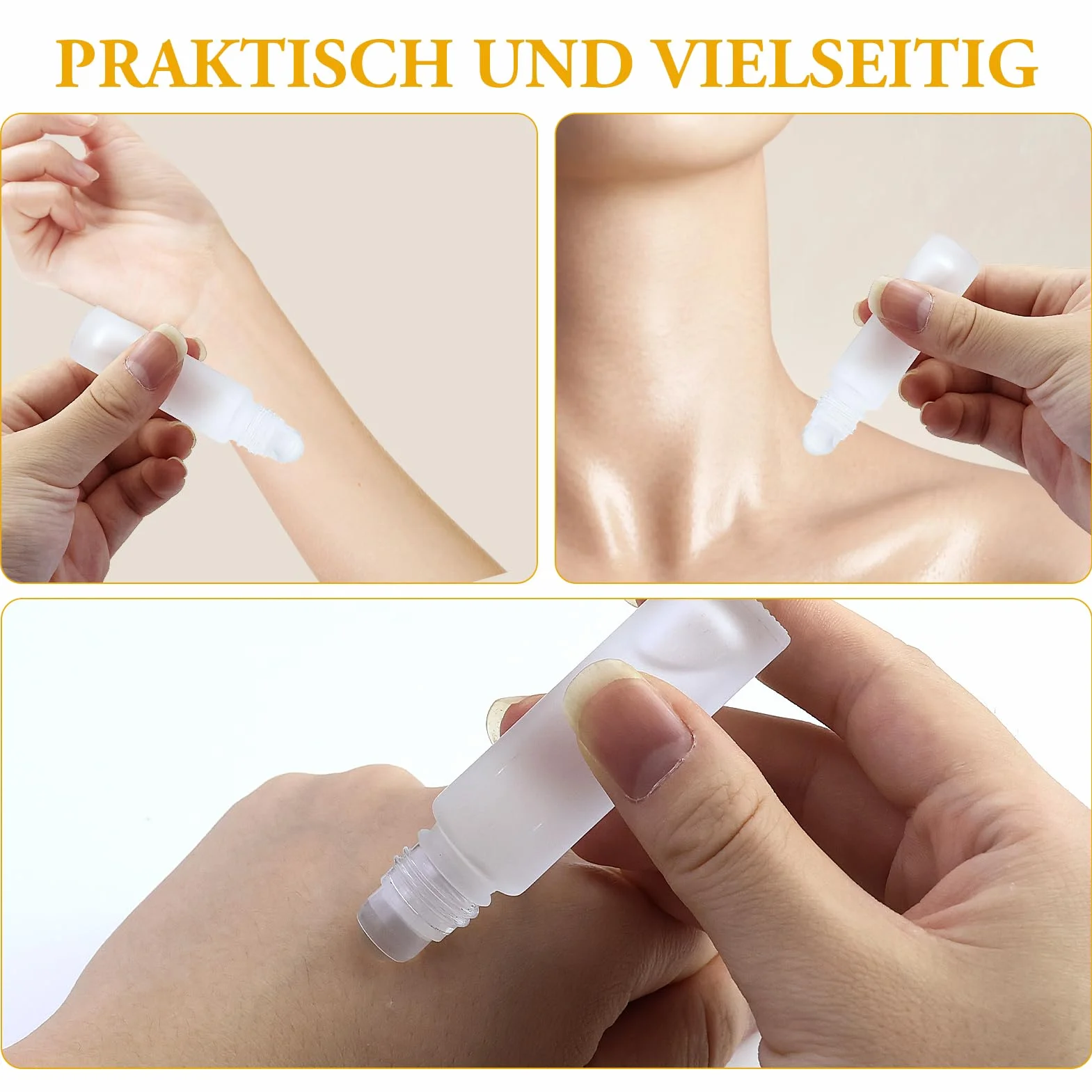 Bouteilles roll-on vides 10 ml verre transparent rouleau acier inoxydable bouchon bambou huile essentielle