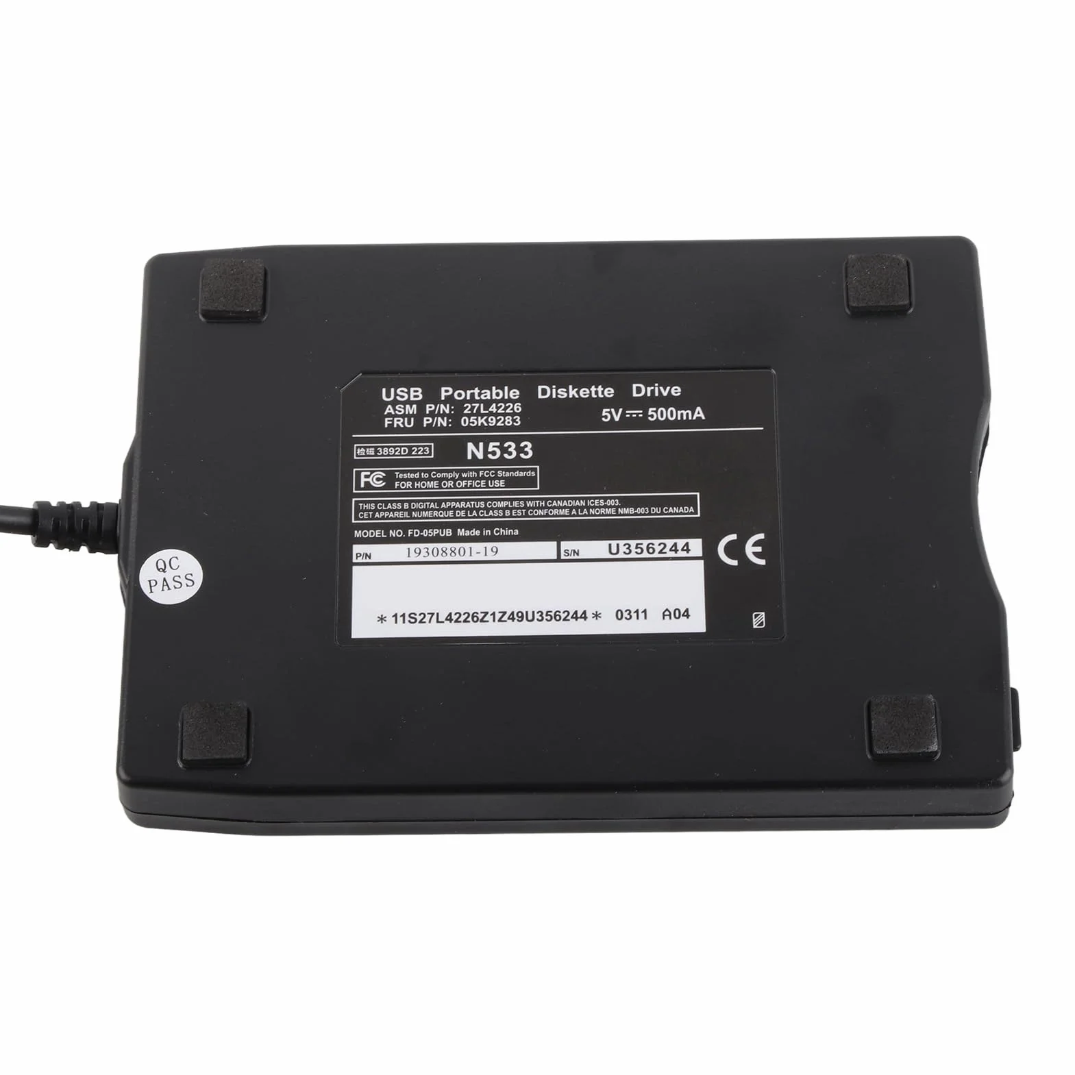 Lecteur de disquette externe USB 3,5" portable MF2-HD 1,44 Mo