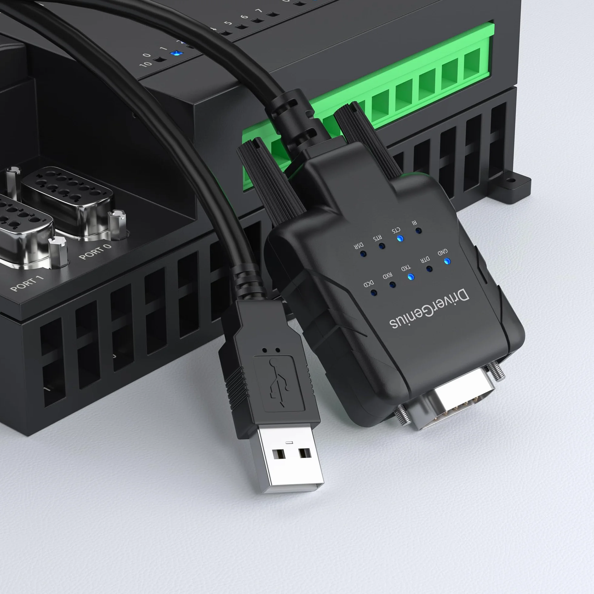 DriverGenius Prolific PL2303 Lot de 6 câbles adaptateur USB vers série RS232 avec 9 indicateurs LED, pour Windows 11, macOS 14 Sonoma, Linux (USB232A-E-A, 1 m)