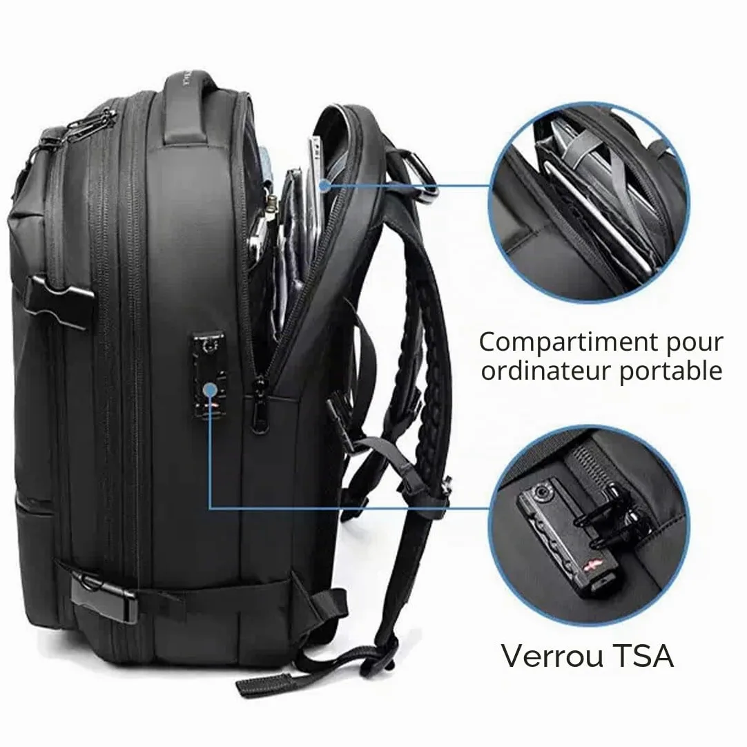 Airbag Sac à dos sous vide, 60 l, pour avion, avec compartiment pour ordinateur portable