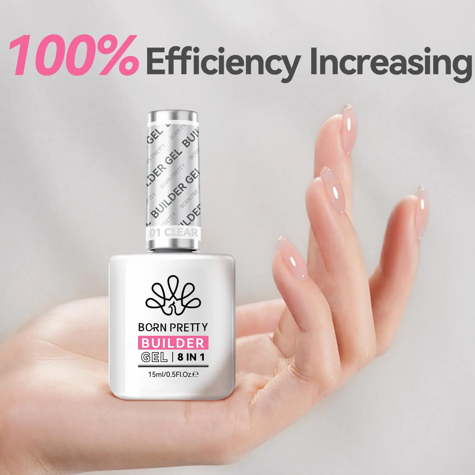 BORN PRETTY Gel Construction Ongle UV 15ML Builder Gel 8 en One UV/LED pour Nail Extension Manucure Renforcement