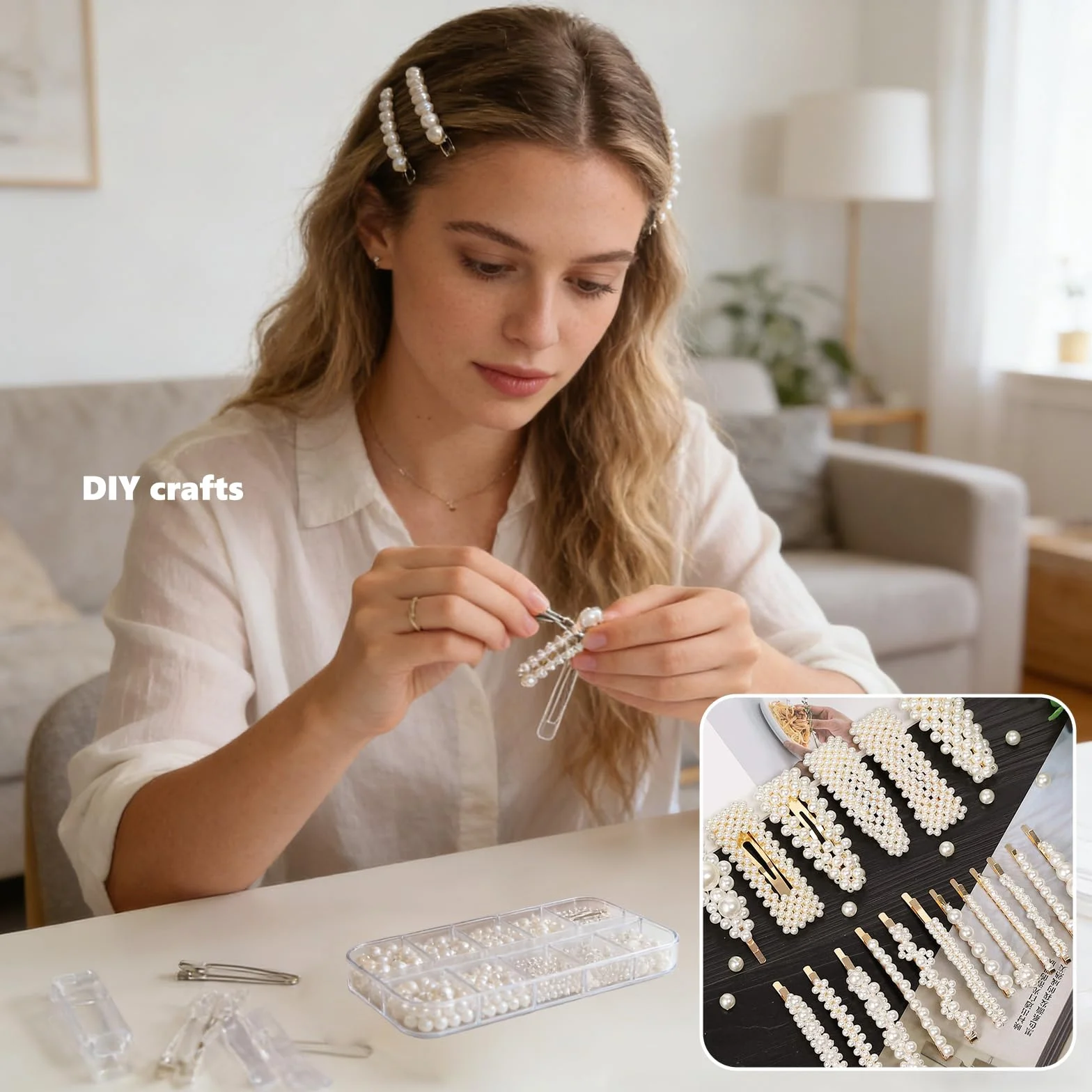 Breloques pour Ongles en Perles Blanches, Strass Demi Rondes à Dos Plat, Accessoires Décoration Mariage Fête