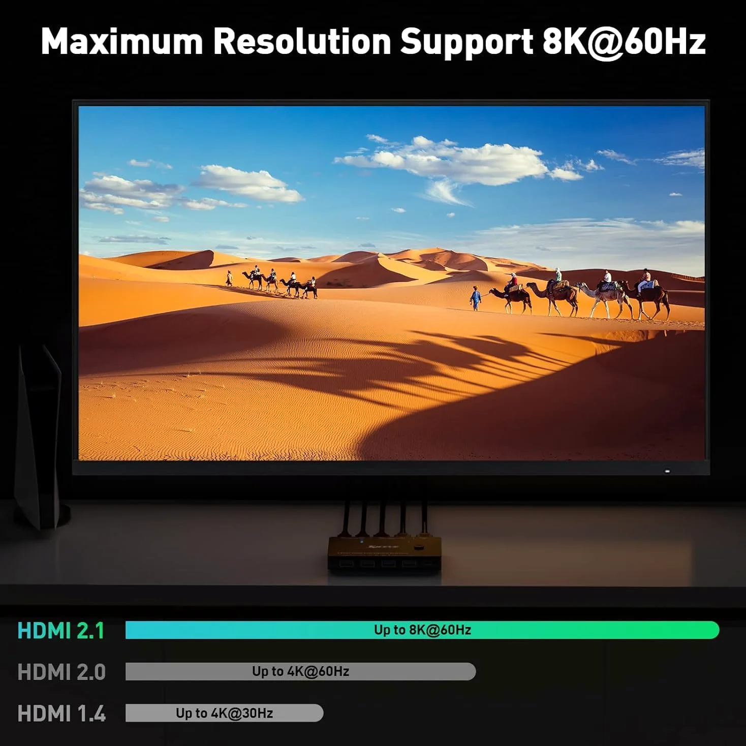 KCEVE 8K USB 3.0 Commutateur KVM HDMI Commutateur KVM 2 Ports Supporte une résolution de 7680 * 4320@60Hz, 3840 * 2160 @ 120Hz pour 2 Ordinateurs, la Souris, Clavier et Moniteur