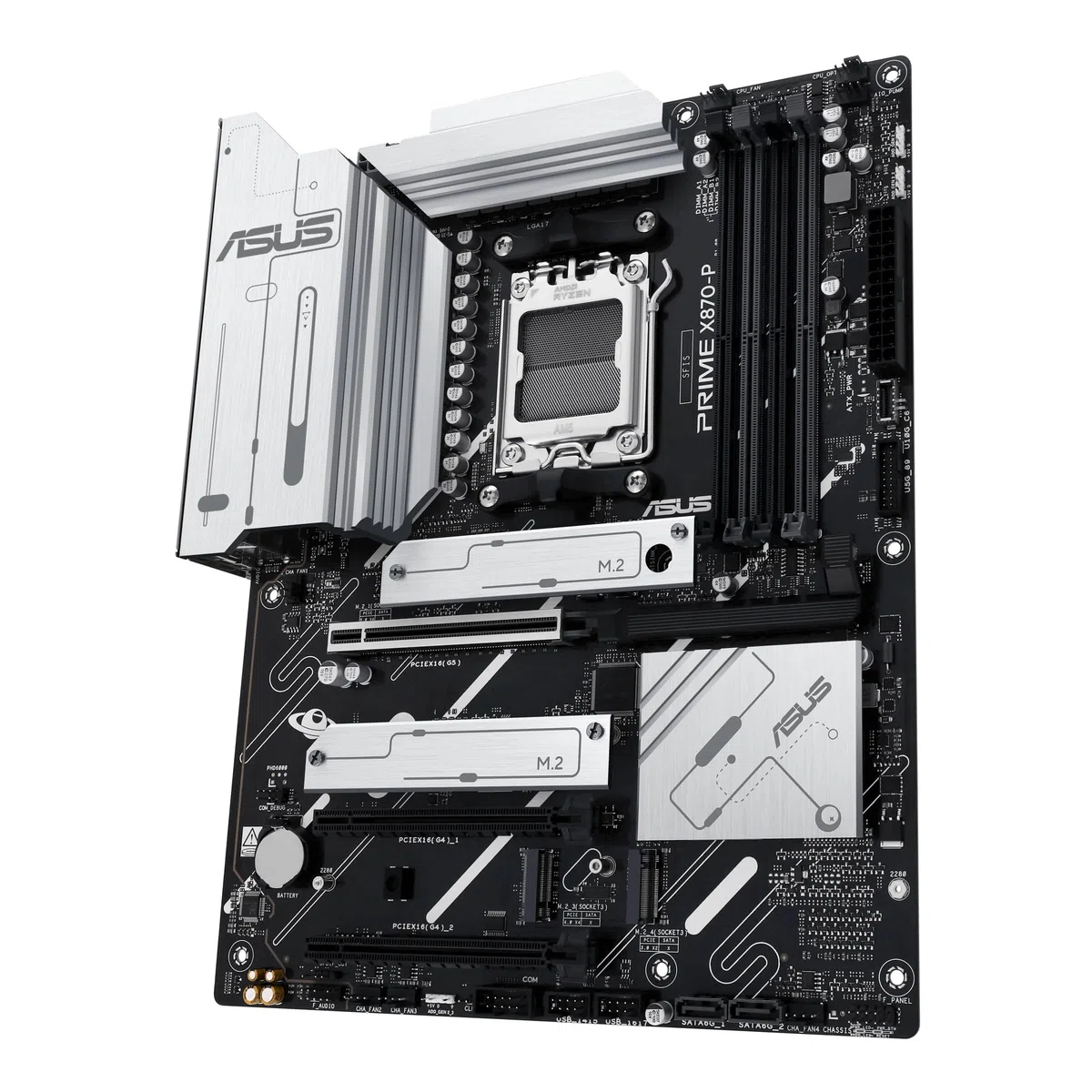 ASUS Prime X870-P – Carte mère Gaming AMD Ryzen AM5 X870 ATX (DDR5, 14+2+1 (80A) DrMOS, PCIe 5.0, 4 x M.2, USB 40Gbps Type-C, HDMI, Aura Sync RGB)