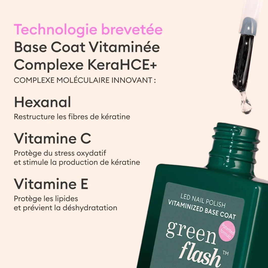 Manucurist Base Coat Vitaminée Green Flash™ - Base Coat Vernis Semi Permanent Gel Ongle 15 ml 12-Free Fabriqué en France