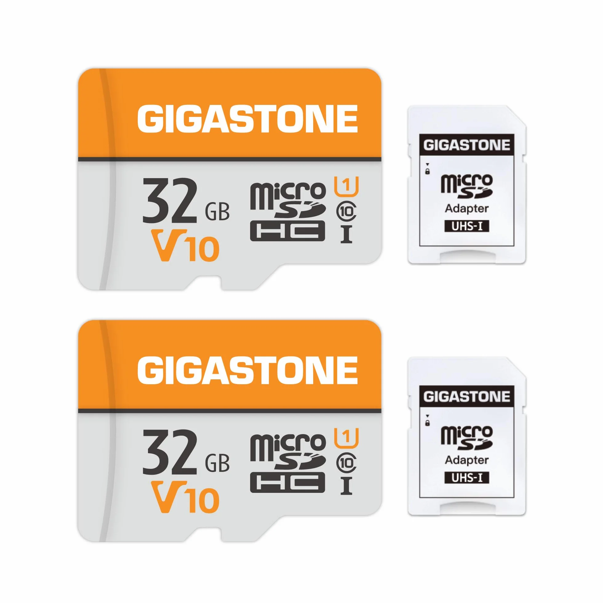GIGASTONE Lot de 2 cartes micro SD 32 Go V10 microSDXC 90 Mo/s UHS-I Classe 10
