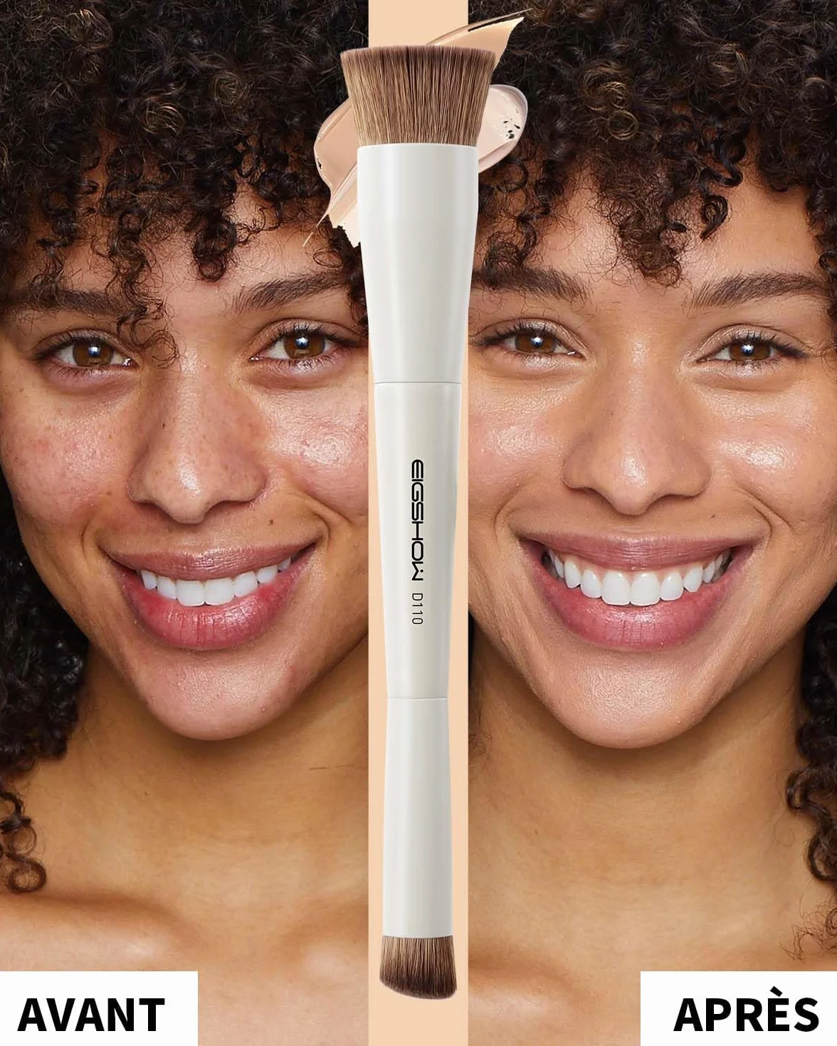 Pinceau de maquillage double extrémité fond de teint et anticernes EIGSHOW D110 Beige