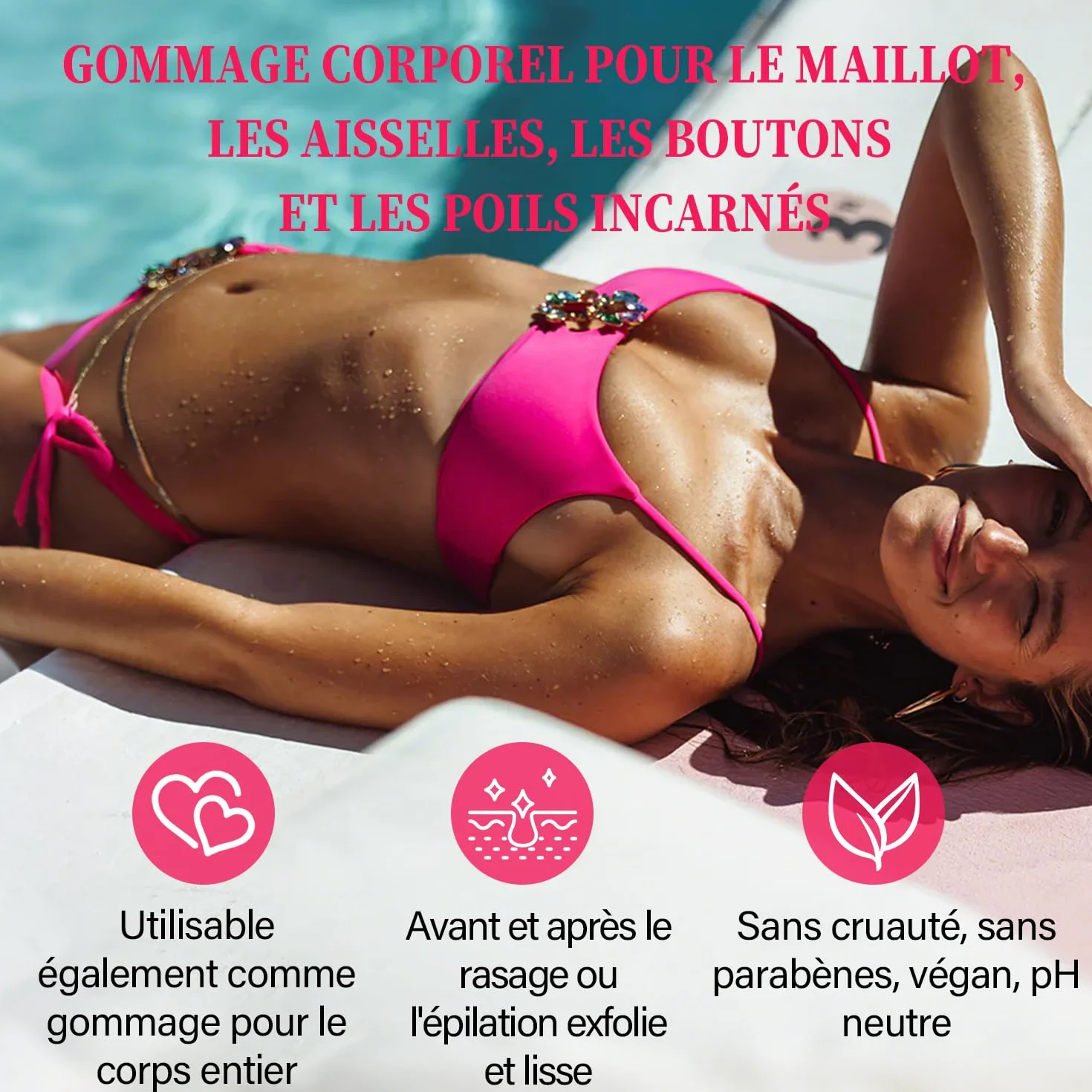 Gommage exfoliant maillot 10% AHA + BHA vitamine C 200g élimine poils incarnés taches brunes