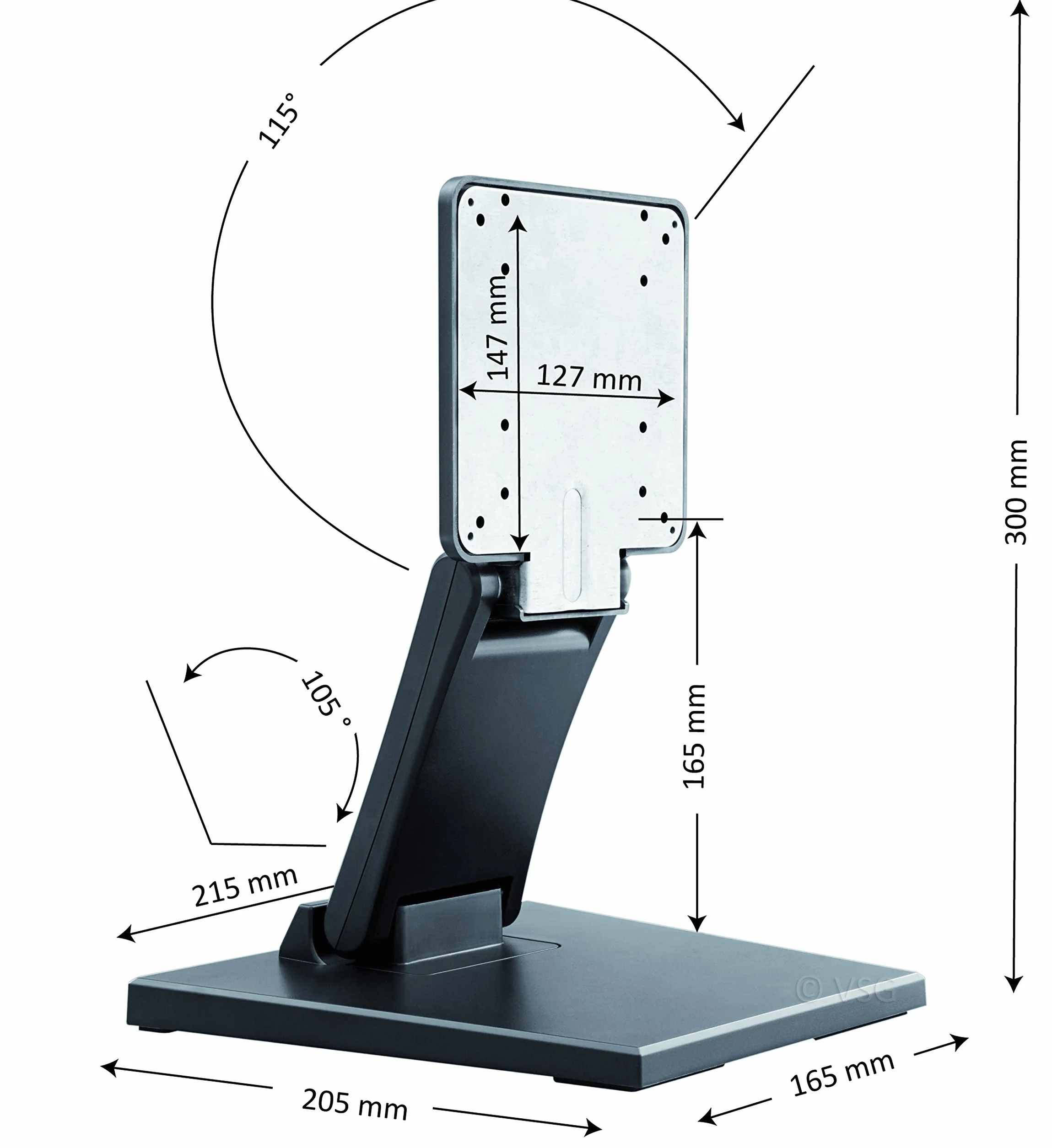 Support de Moniteur POS PC ou Écran Tactile VESA Métal 10-22 Pouces Noir