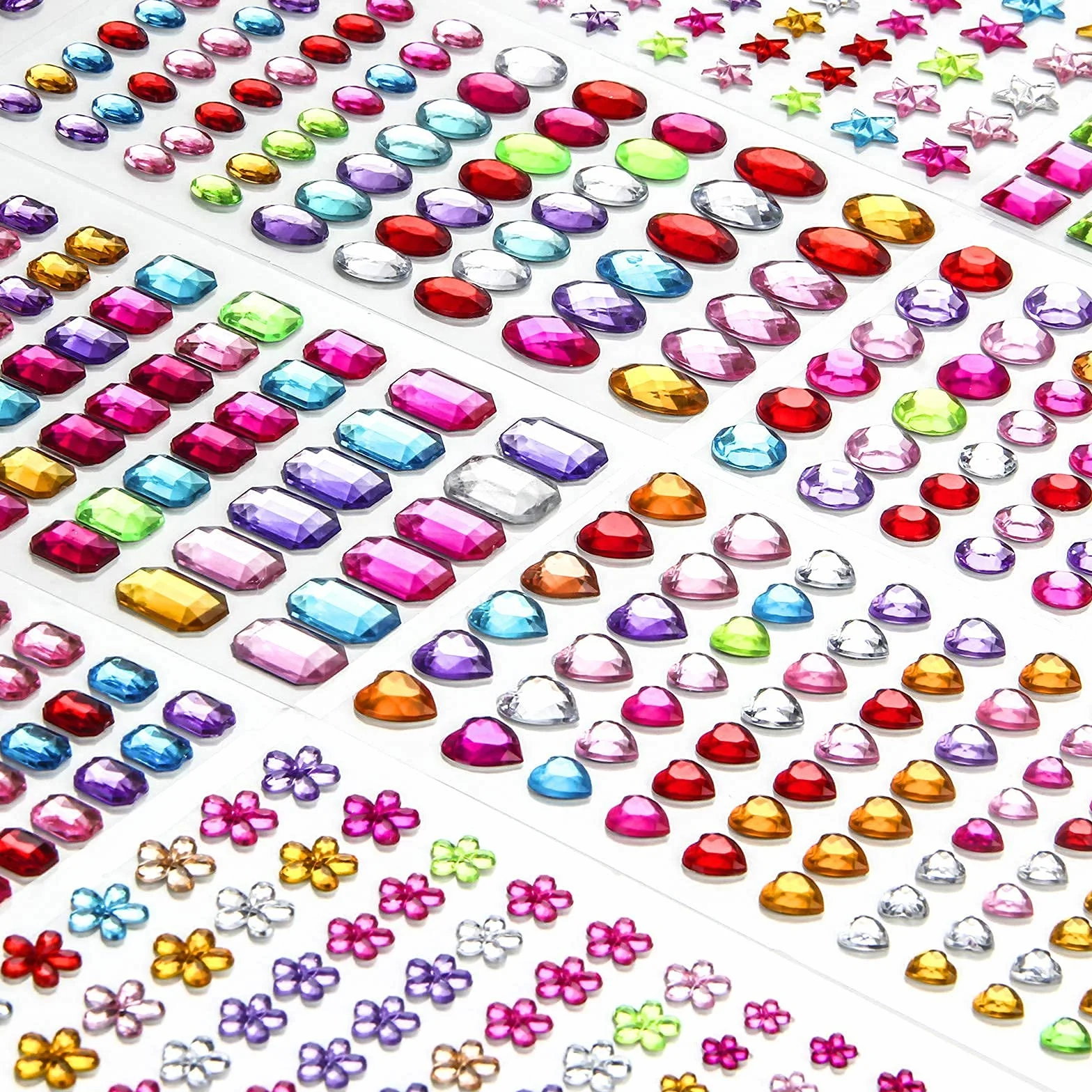 Autocollants Gem Strass Autocollants Auto-Adhésif Bling Bijoux Scintillantes Pierres Précieuses Pour DIY Artisanat Nail Body Maquillage Festival 1200 PCS
