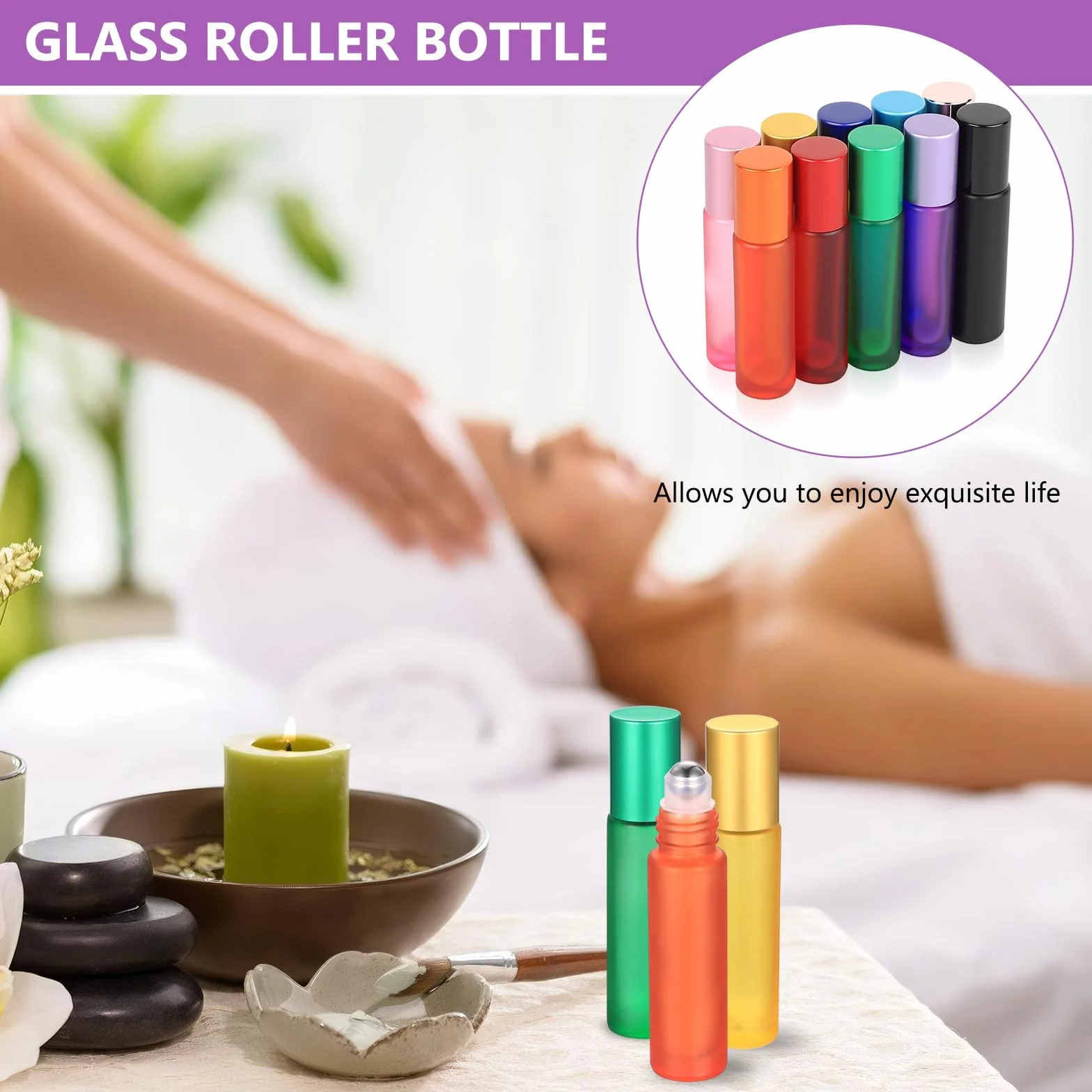 Flacons Roll On Vide 10ml Petite Bouteille en Verre pour Huiles Essentielles, Parfums, Cosmétiques, Aromathérapie