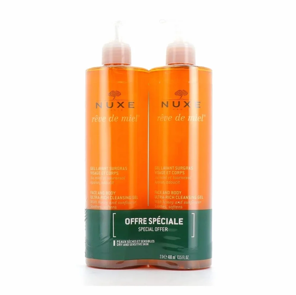 Nuxe Rêve de Miel Gel Lavant Surgras 400 ml Lot de 2