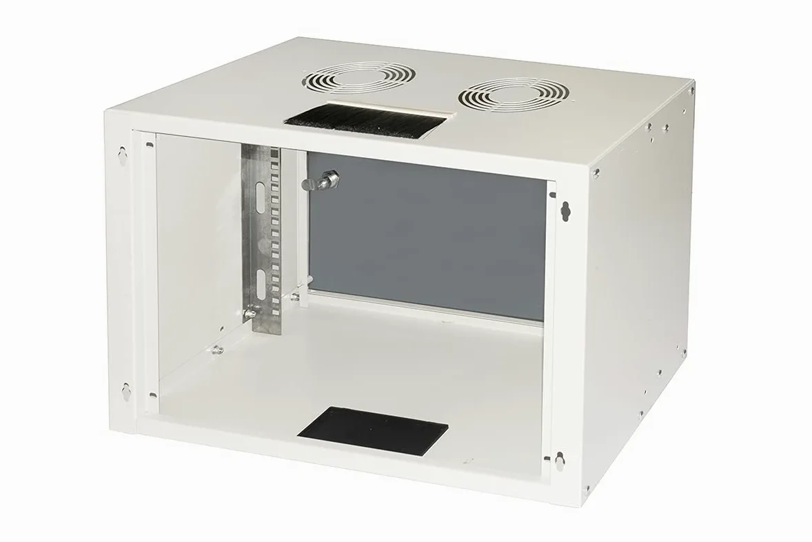 Link LK1907U30E Armoire Rack 19" DISSEMBLÉ 6 UNITÉ Mur pour RÉSEAUX (A) 370 X (L) 540 X (P) 300 mm, Gris, Porte Verre